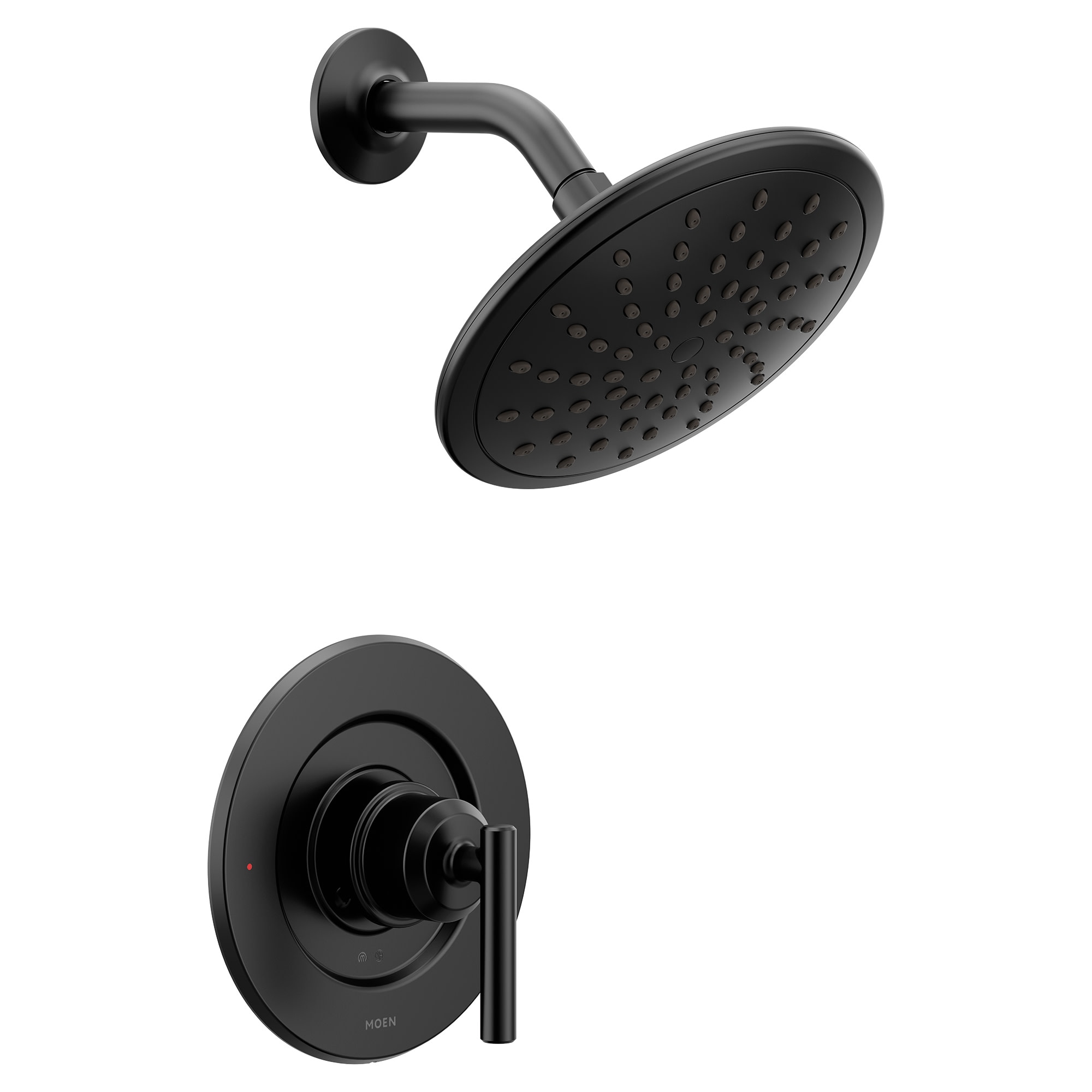 Grifería para Bañera y Ducha de un solo maneral en negro mate de Moen, función individual, 8 pulgadas redonda (Válvula no incluida) T3002EPBL