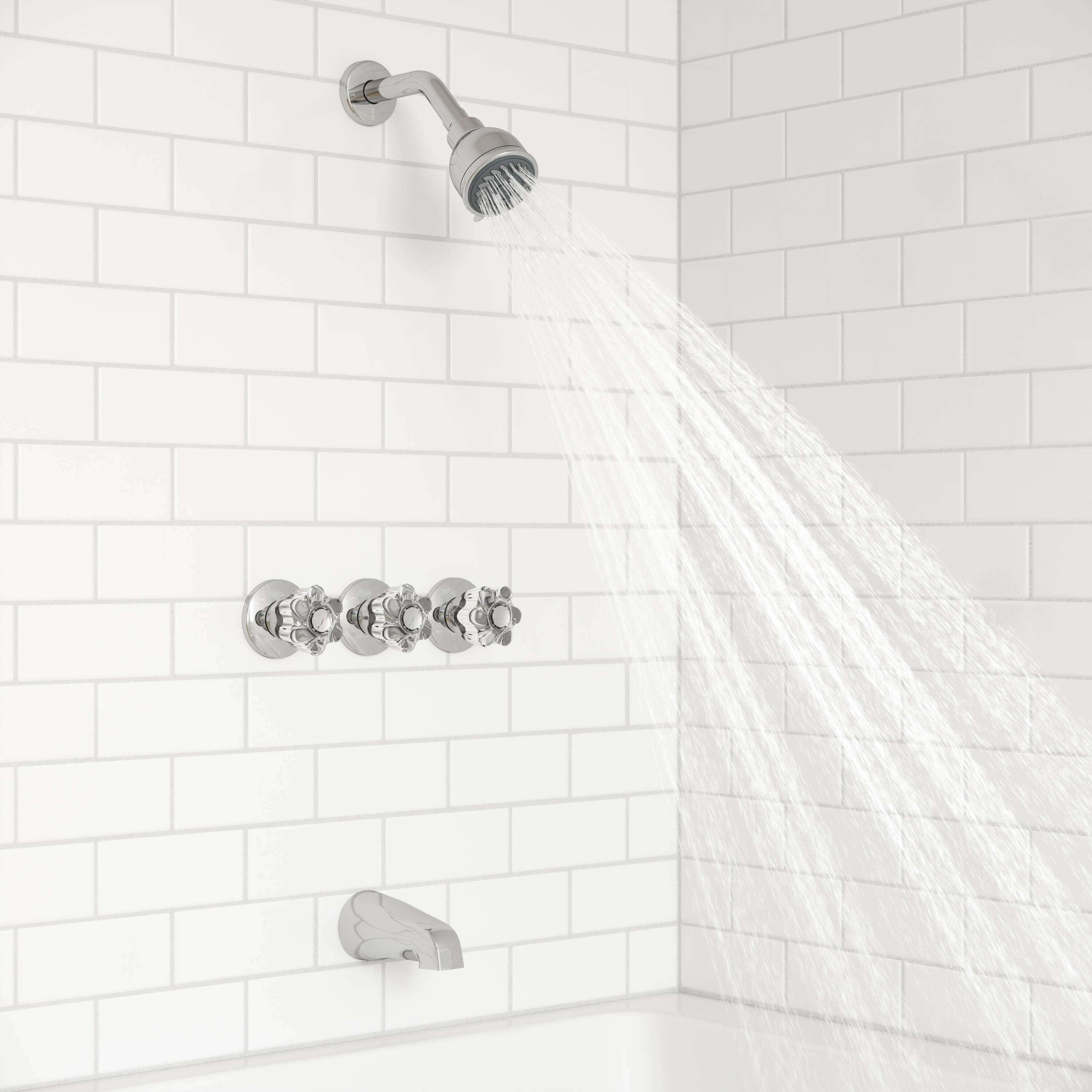 Serie Pfister Pfirst Cromo 3-Manijas Multi-función de 2.88 Pulgadas para Bañera y Regadera con Válvula LG01-3180