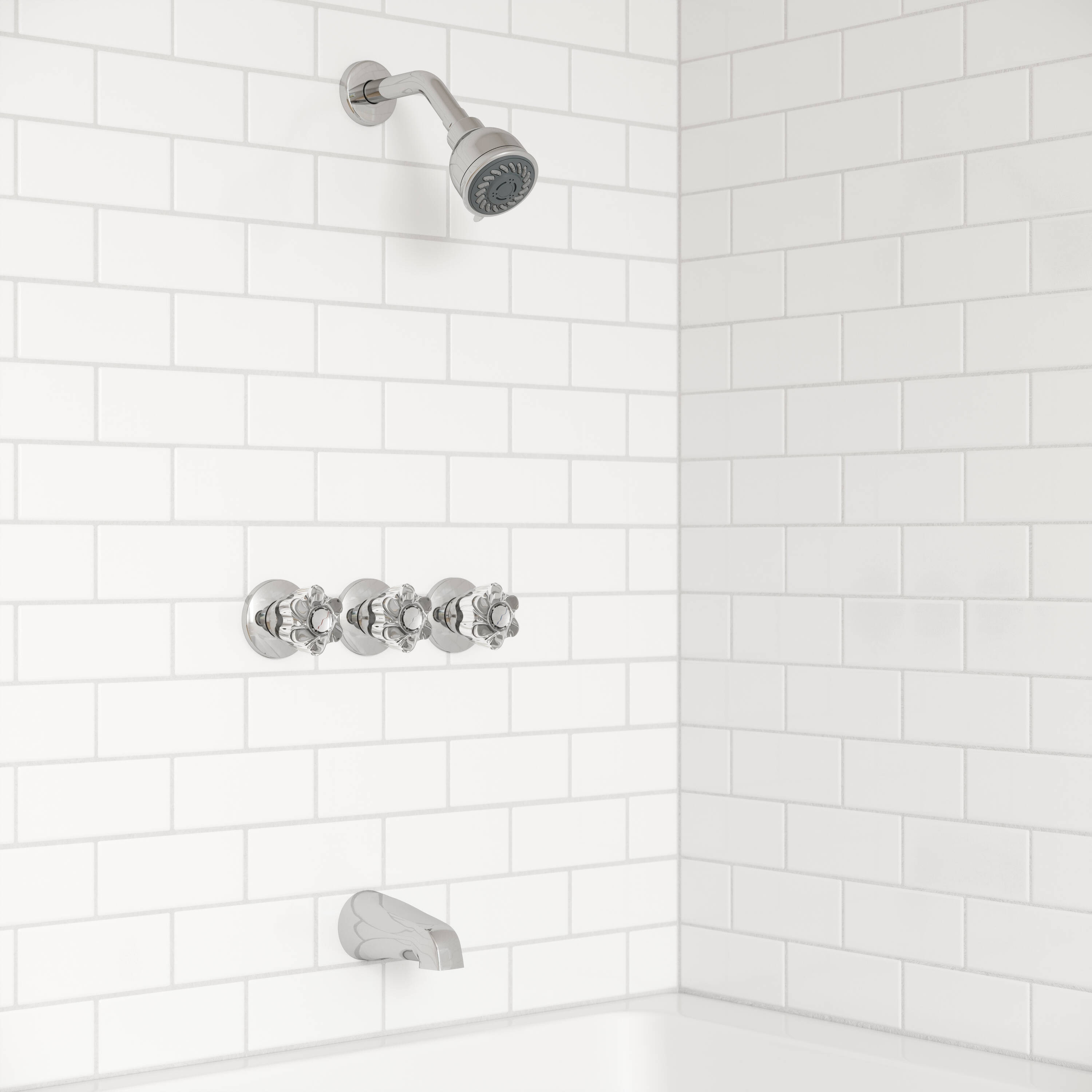 Serie Pfister Pfirst Cromo 3-Manijas Multi-función de 2.88 Pulgadas para Bañera y Regadera con Válvula LG01-3180