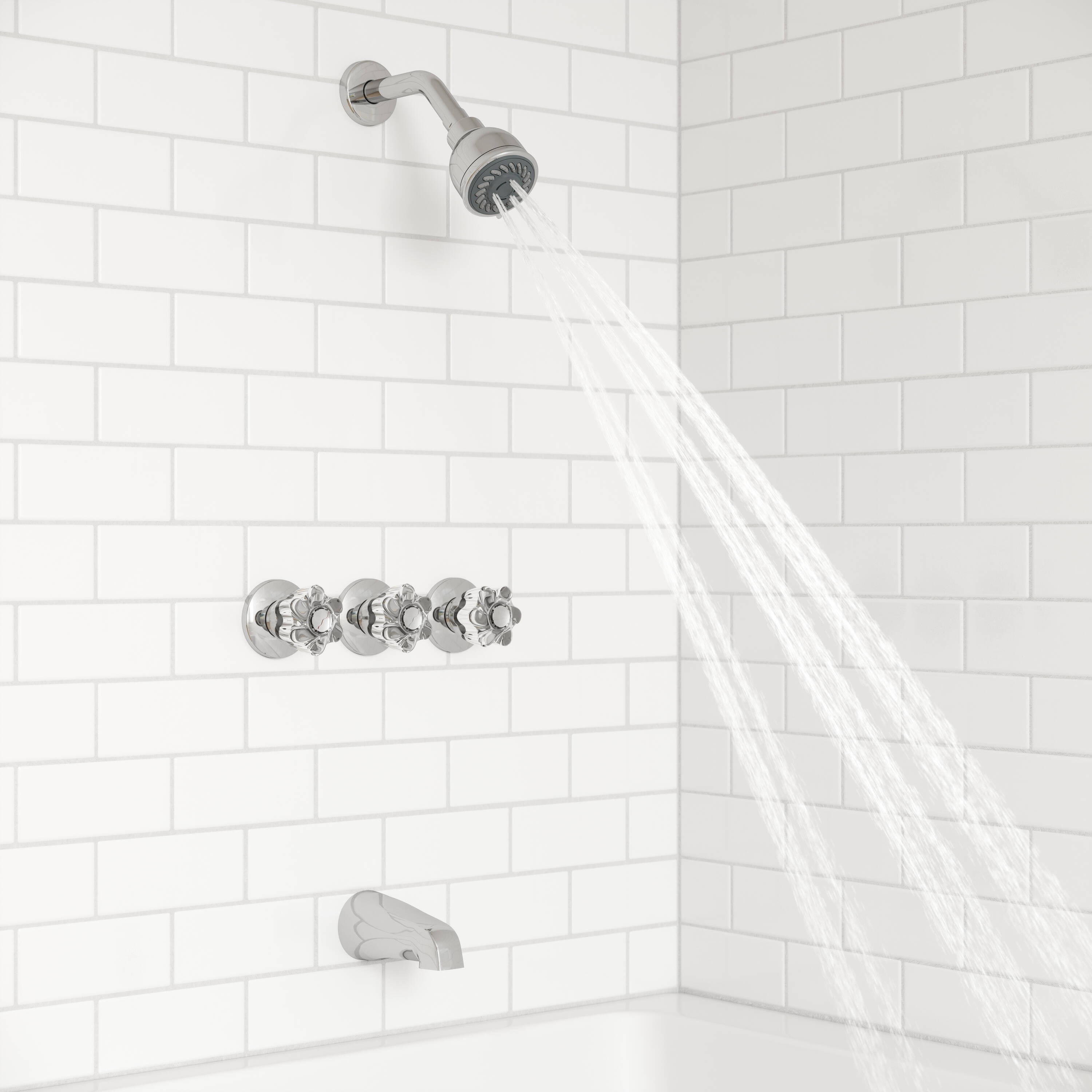 Serie Pfister Pfirst Cromo 3-Manijas Multi-función de 2.88 Pulgadas para Bañera y Regadera con Válvula LG01-3180