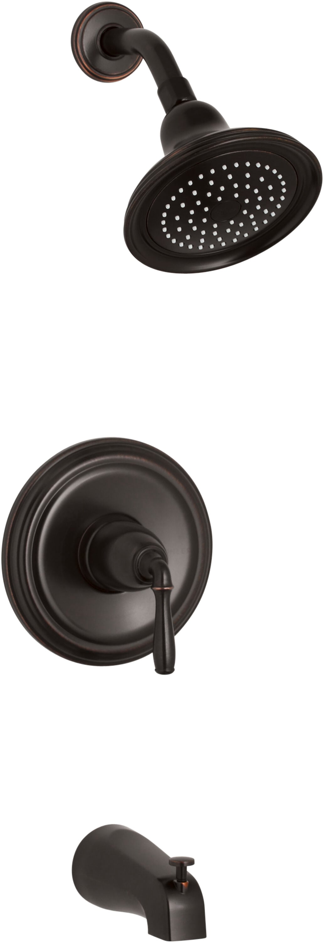 Grifo de bañera y ducha redondo de una sola función con 1 mango en bronce aceitado Devonshire TS395-4S-2BZ