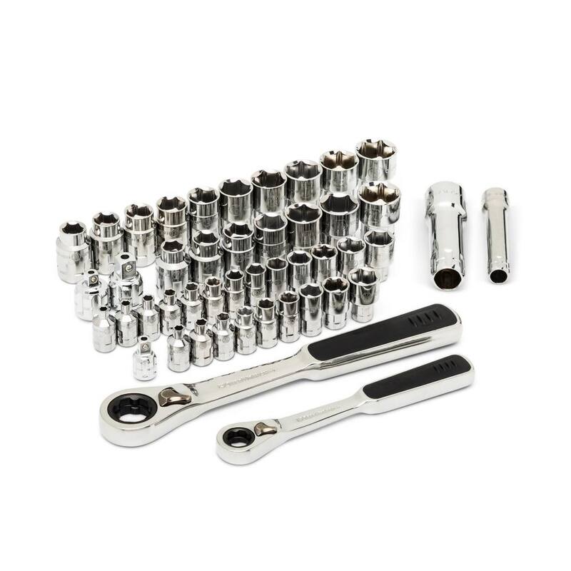 Juego de herramientas mecánicas GEARWRENCH Pass-Thru de 1/4 y 3/8 de pulgadas de unidad de 6 puntos SAE/Métrico (46 piezas) - 8946