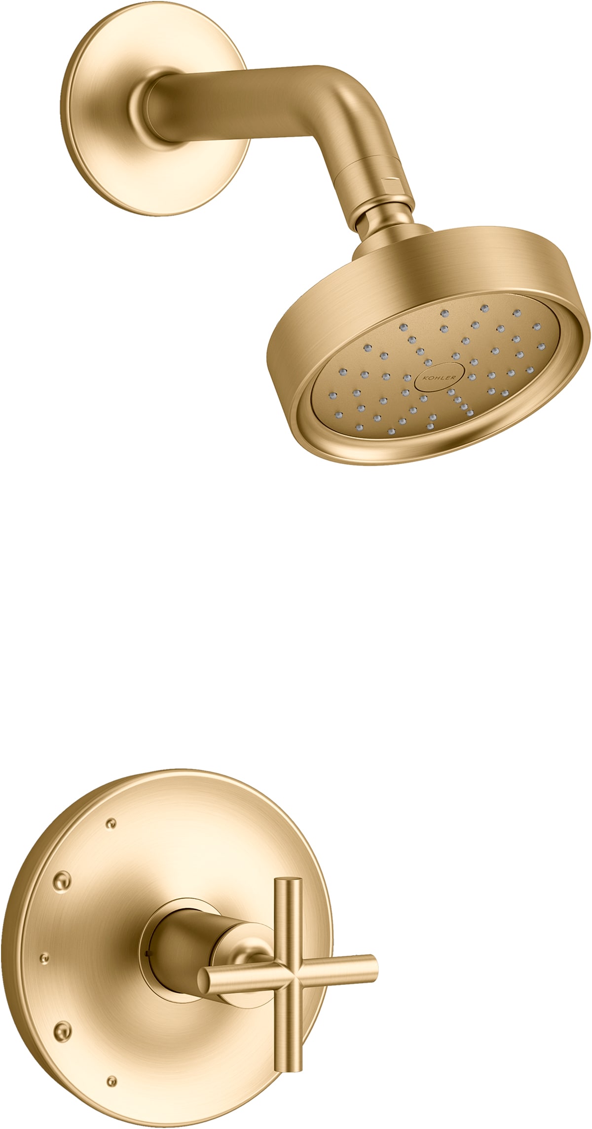 Llave para regadera redonda de 5.5 pulgadas en latón moderno cepillado vibrante de la línea Purist de KOHLER, con una sola manija y función única (Válvula no incluida) K-TS14422-3G-2MB