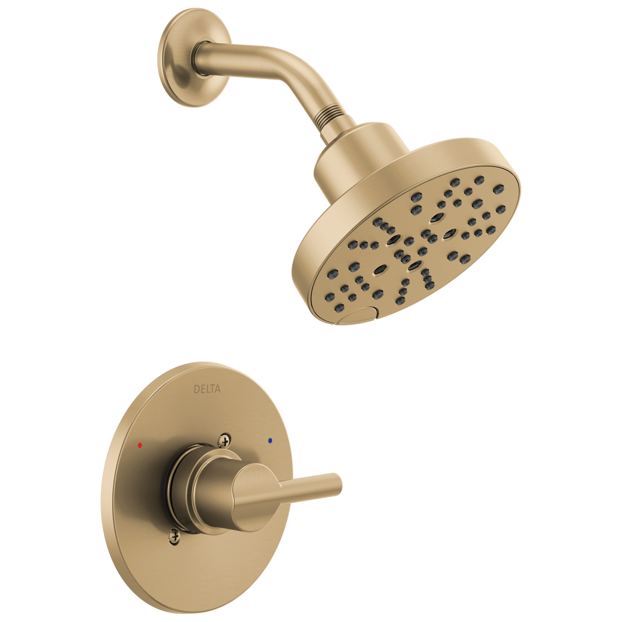 Llave de regadera redonda de 6 pulgadas con acabado en Champagne Bronze de 1 manija y funciones múltiples Delta Nicoli con válvula 142749-CZ