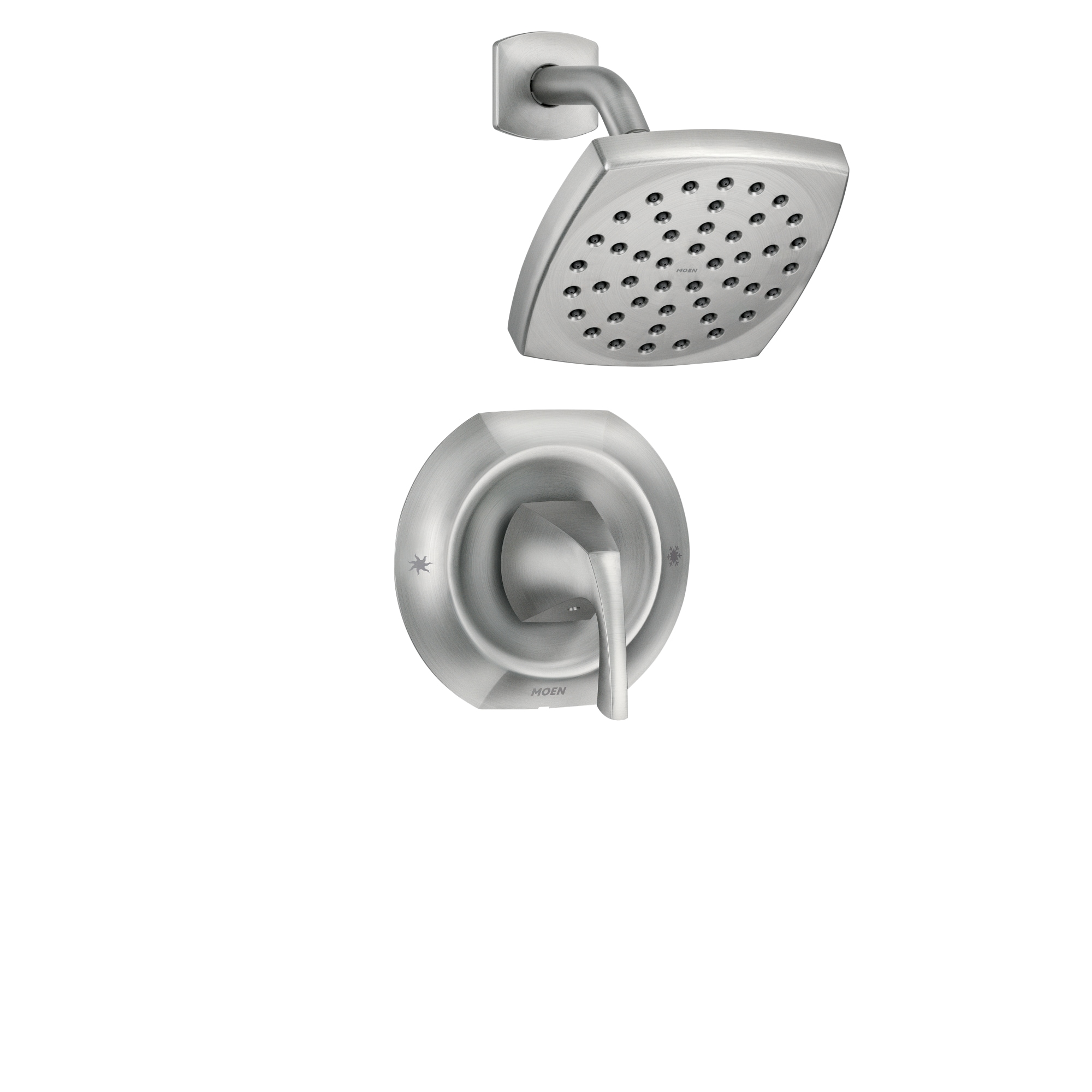 Mezcladora para regadera de una manija en níquel cepillado resistente a las manchas Moen Lindor con funcionamiento individual y válvula - 6.19 pulgadas