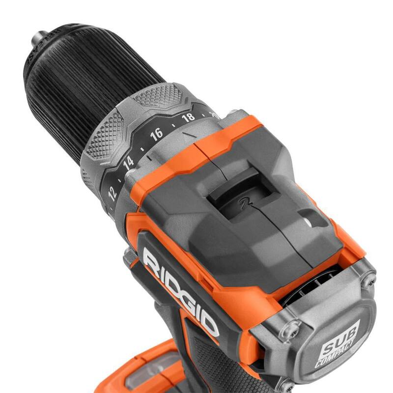 RIDGID 18V Taladro/destornillador inalámbrico subcompacto sin escobillas de iones de litio de 1/2 pulgadas (herramienta solamente) - R8701B