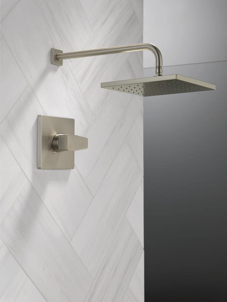 Grifo de ducha cuadrado de acero inoxidable con tecnología SpotShield de un solo mango y función única de 10 pulgadas - Modelo T14268-SP-PP