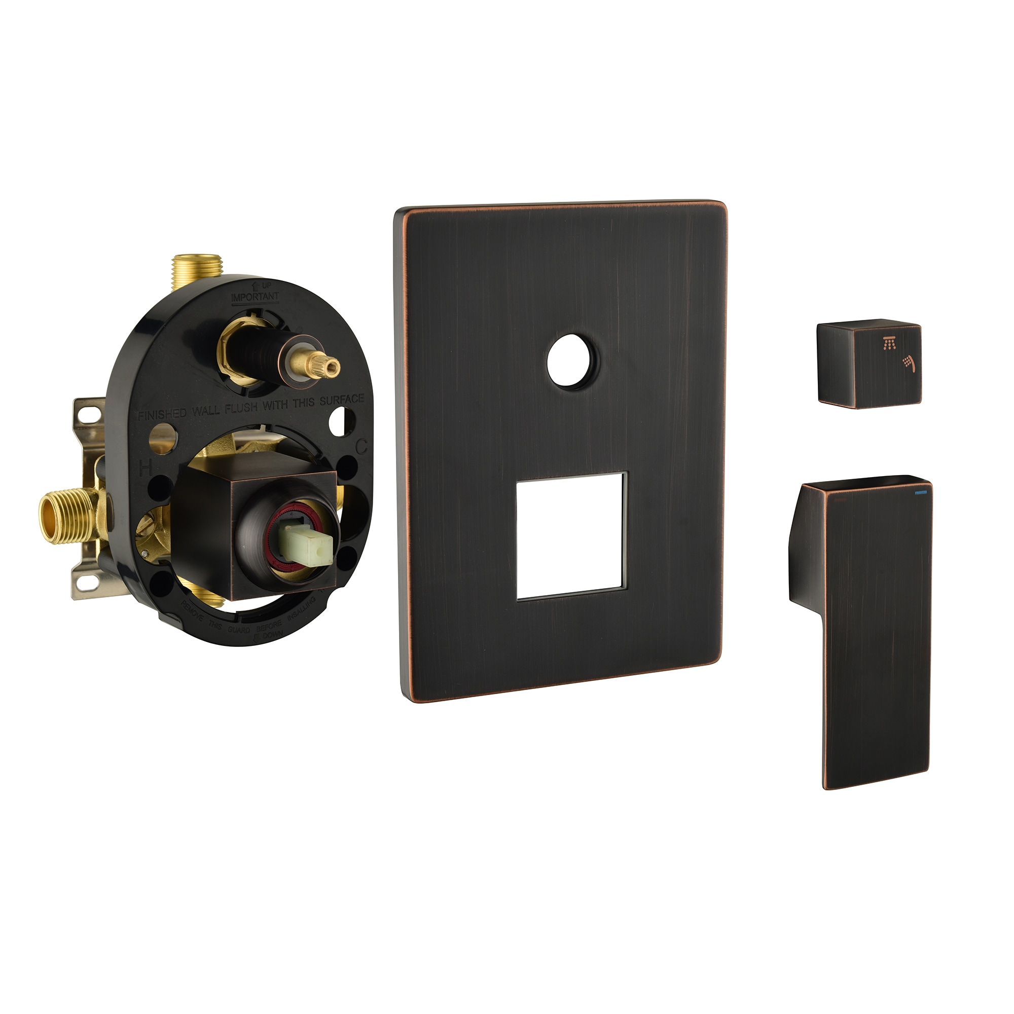 Sistema de Regadera WELLFOR DT con Grifo de Ducha en Aceite Bronce Frotado de 1 Mango y función única de 12 pulgadas, Cuadrado con Válvula DTG-806CS12ORB