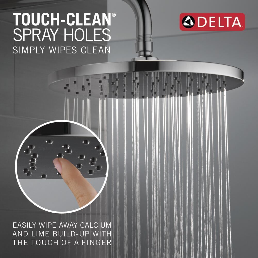 Grifo de ducha redondo de 10 pulgadas de una sola función con acabado cromado moderno Delta T14269-PP