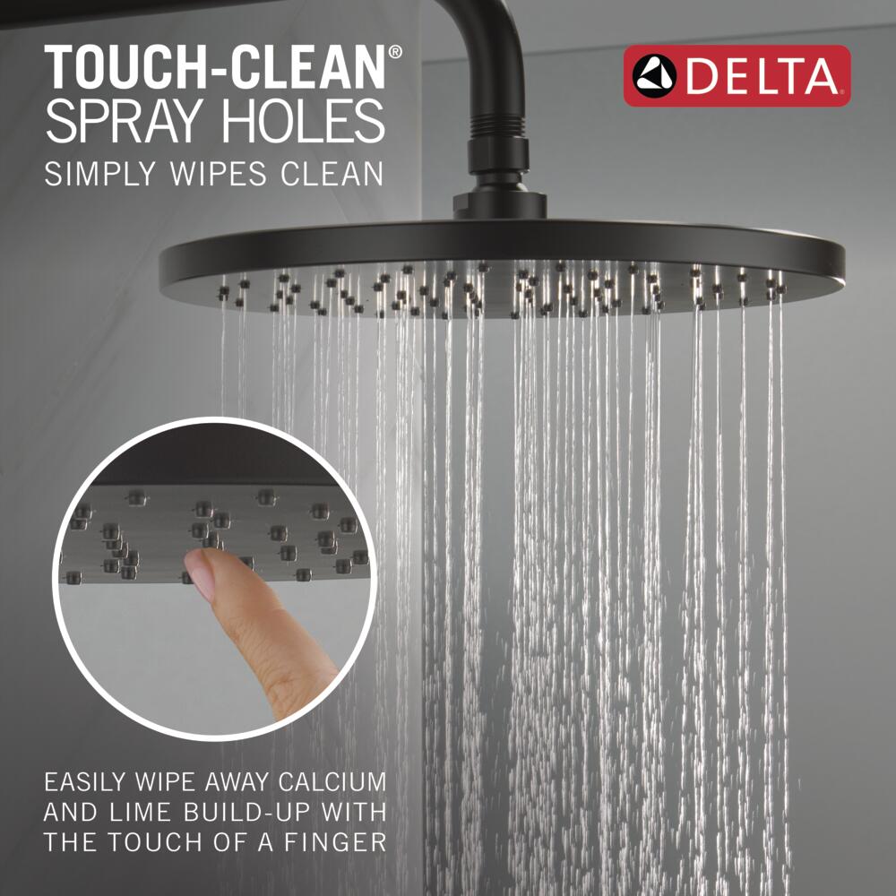 Regadera redonda de 10 pulgadas con acabado mate negro moderno de una sola manija - Delta T14269-BL-PP
