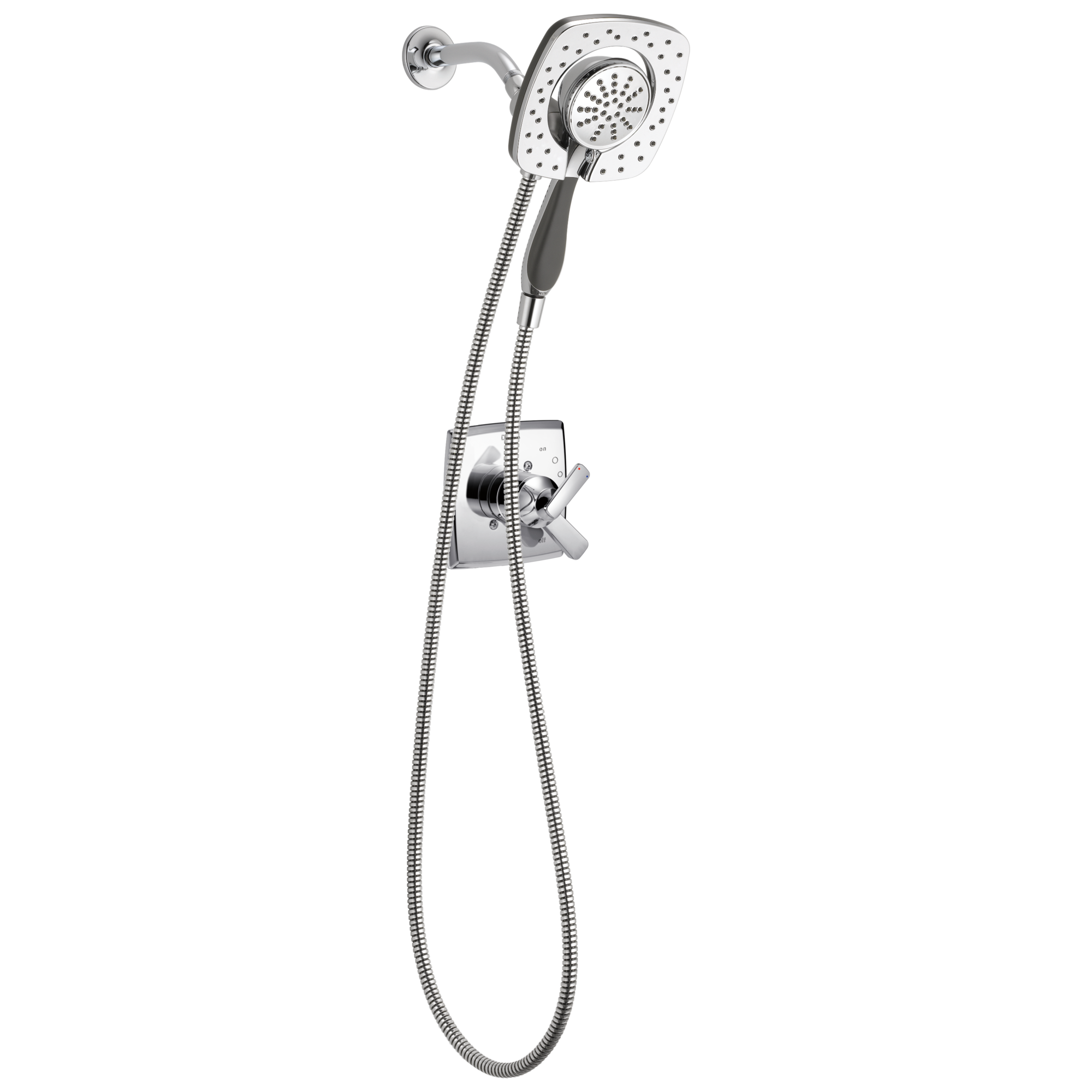 Regadera redonda de 6.5625 pulgadas con manija cromada de la serie Delta Ashlyn