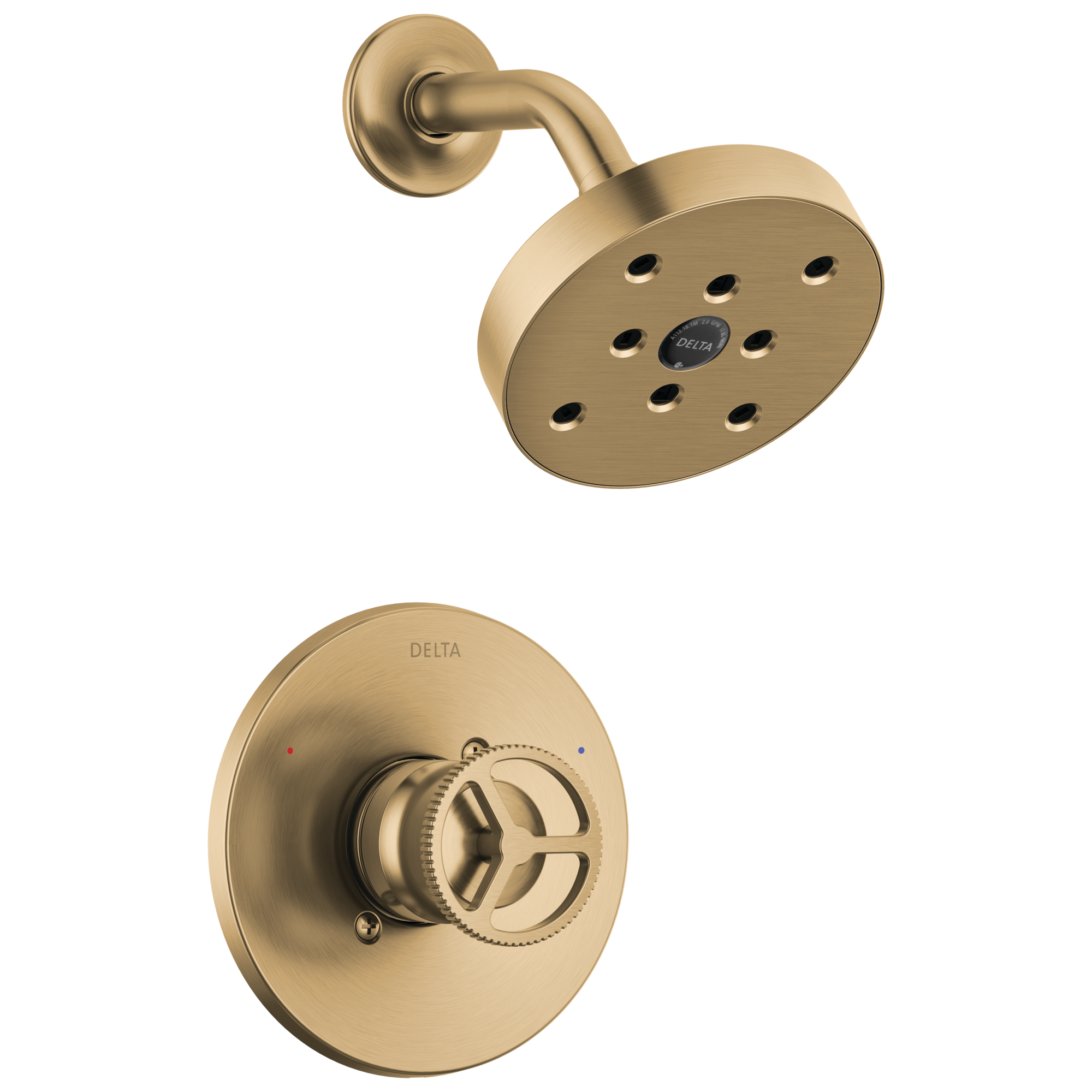 Grifo de ducha redondo de 5.41 pulgadas en tono bronce champagne de una sola manija y función única Trinsic de Delta T14258-CZ