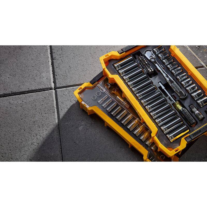DEWALT Juego de herramientas mecánicas de 3/8 y 1/2 pulgadas con bandejas del sistema Toughsystem (85 piezas) - DWMT45403