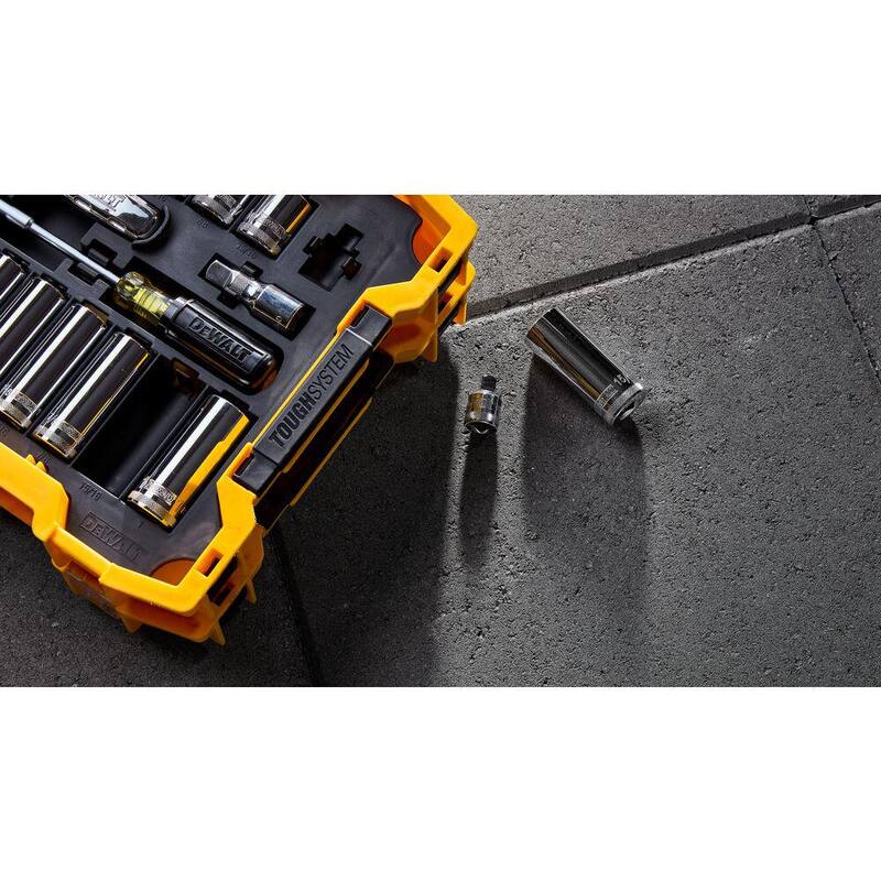 DEWALT Juego de herramientas mecánicas de 3/8 y 1/2 pulgadas con bandejas del sistema Toughsystem (85 piezas) - DWMT45403