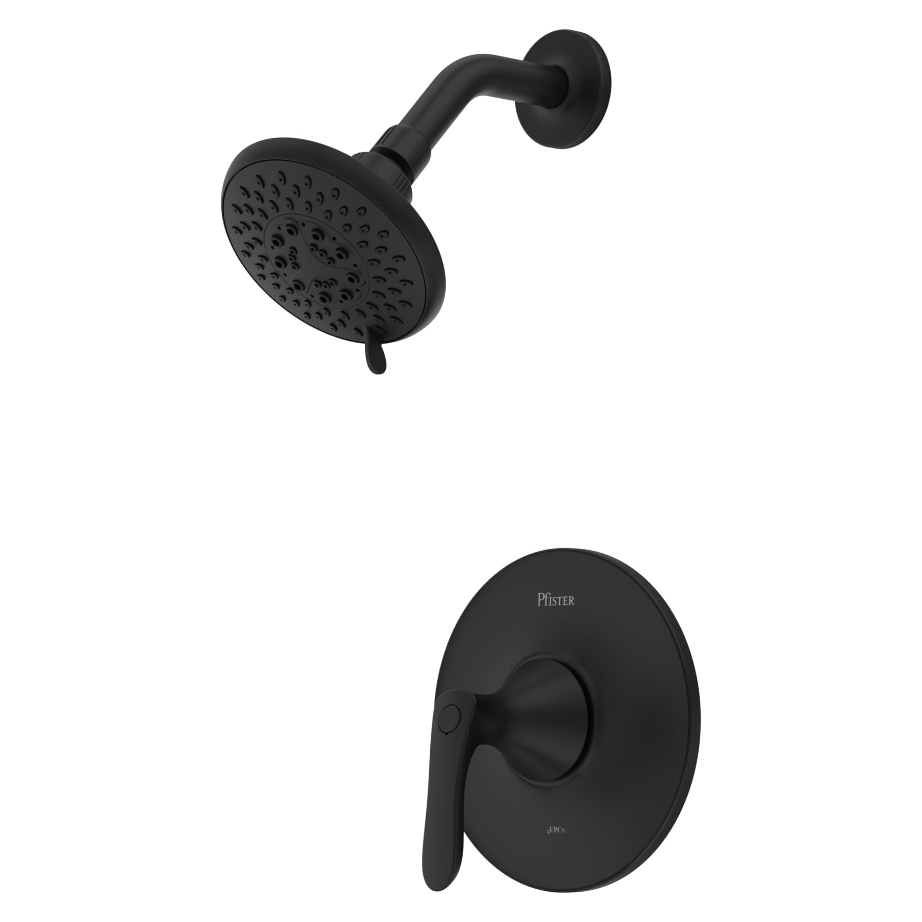 Grifo de ducha redondo de 4.7813 pulgadas con manija única multifunción en negro mate Pfister Weller LG89-7WRB
