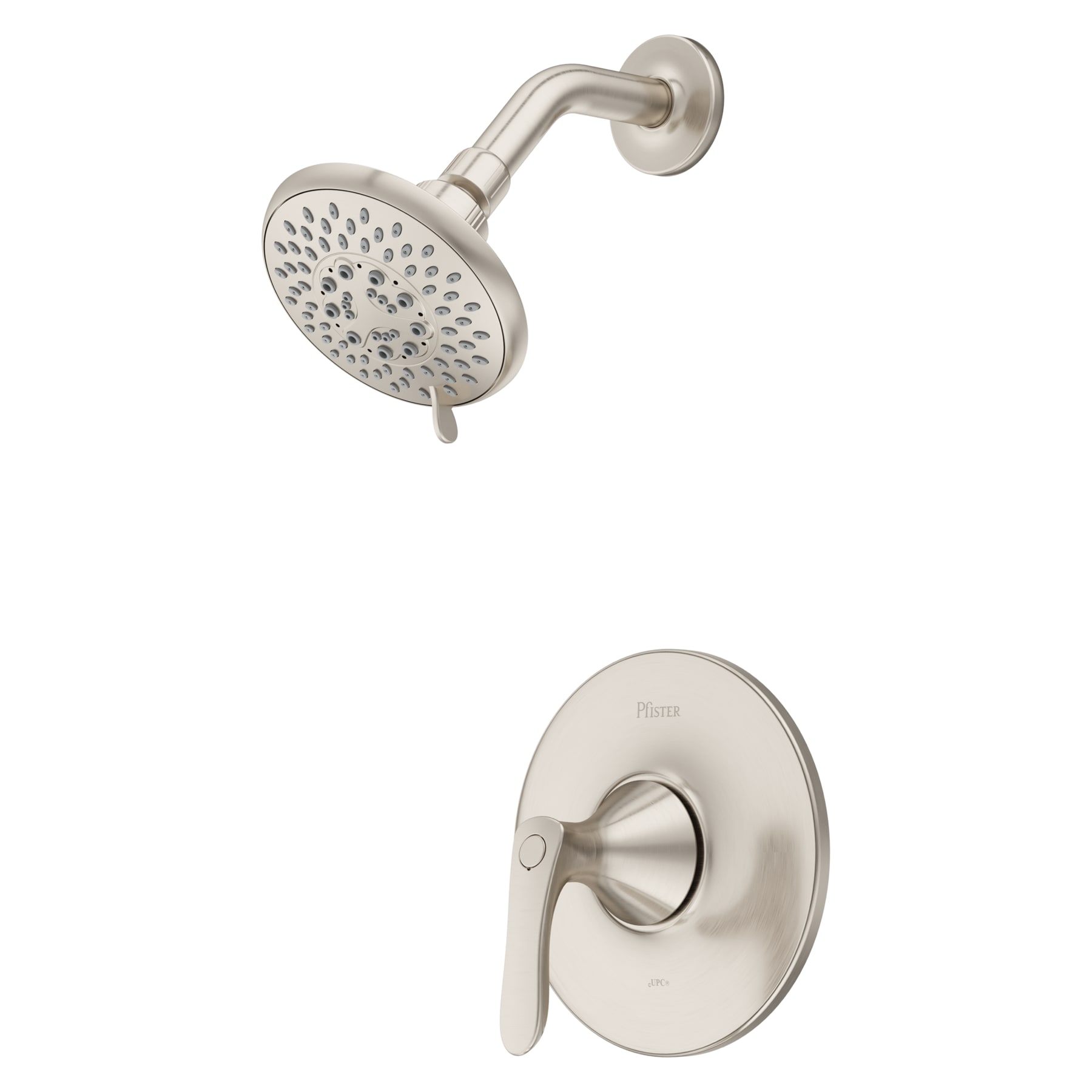 Mezcladora de ducha redonda de 1 manija y función única, níquel cepillado Pfister Weller 3.219 pulgadas LG89-7WRK