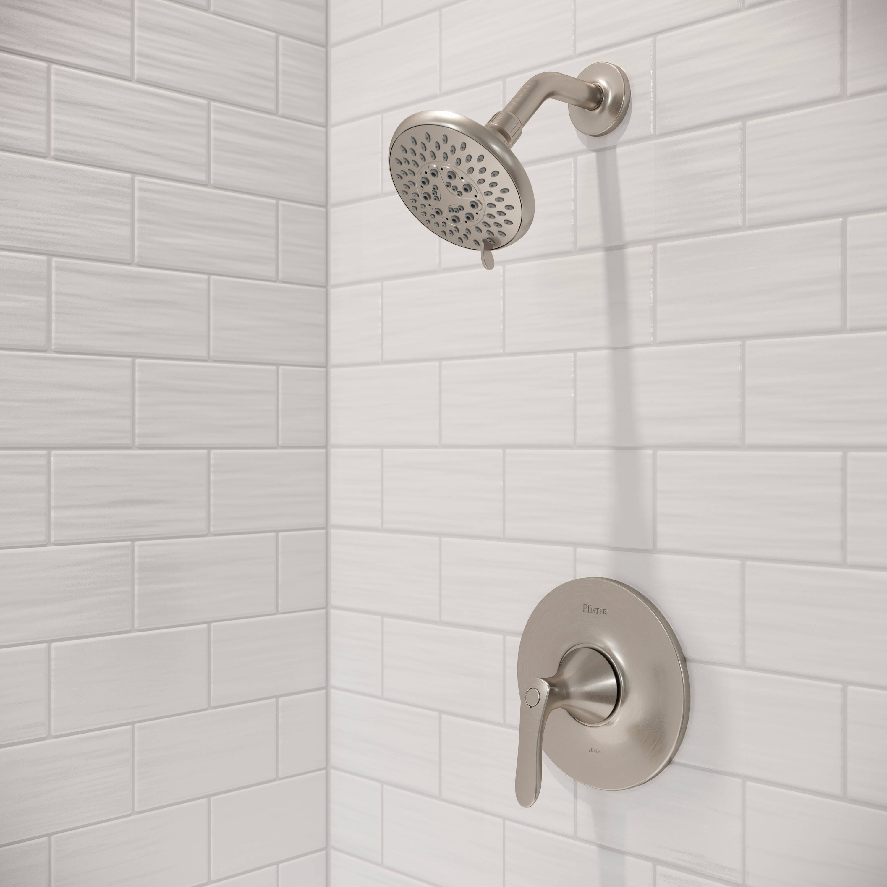 Mezcladora de ducha redonda de 1 manija y función única, níquel cepillado Pfister Weller 3.219 pulgadas LG89-7WRK