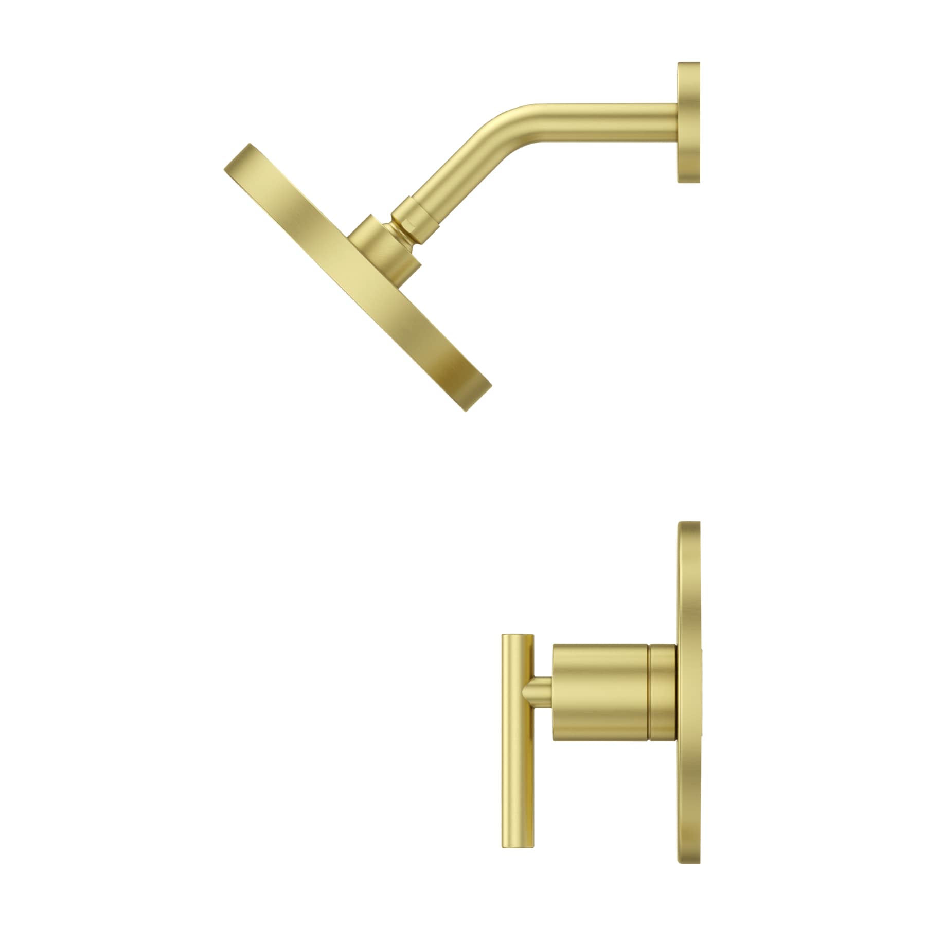 Mezcladora de ducha redonda de 1 asa en oro cepillado Contempra de Pfister con función multiusos de 5.6562 pulgadas y válvula LG89-7NCBG-0X8-310A