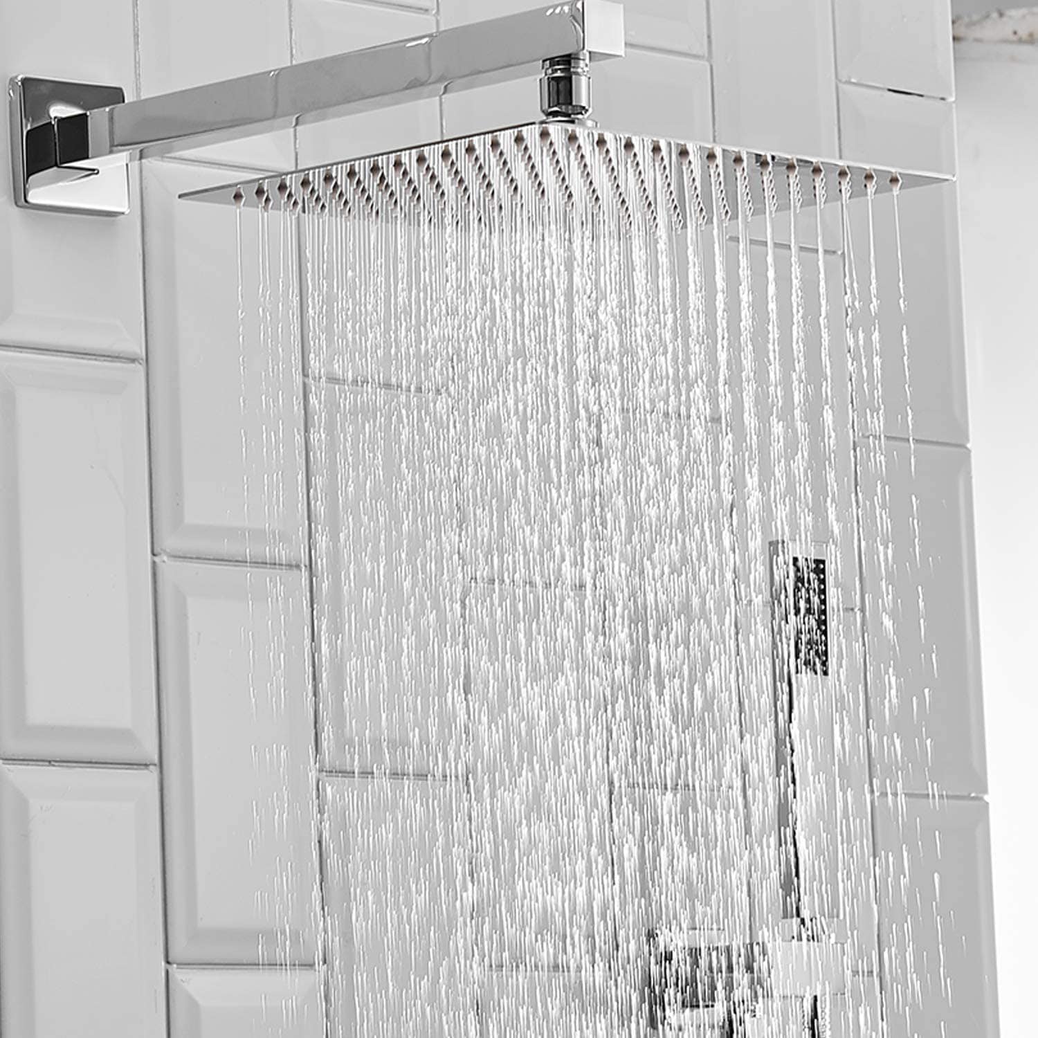 Mezcladora de regadera de cromo pulido de un solo mango y ducha cuadrada multifuncional de 10 pulgadas con válvula A-95010-C