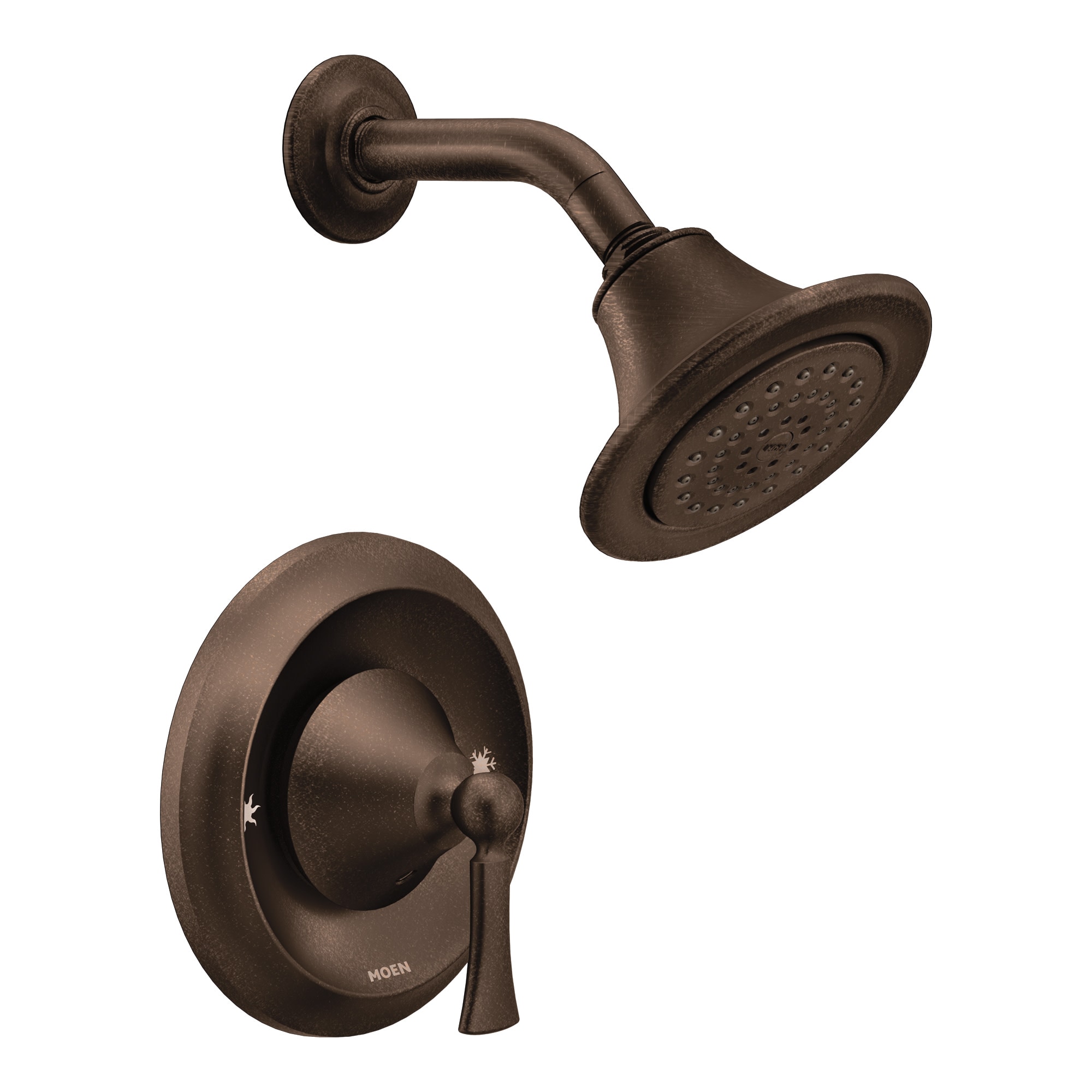 Grifo para regadera redondo de bronce aceitado de 1 manija y función única de Moen Wynford, 5.875 pulgadas, modelo T4502EPORB.