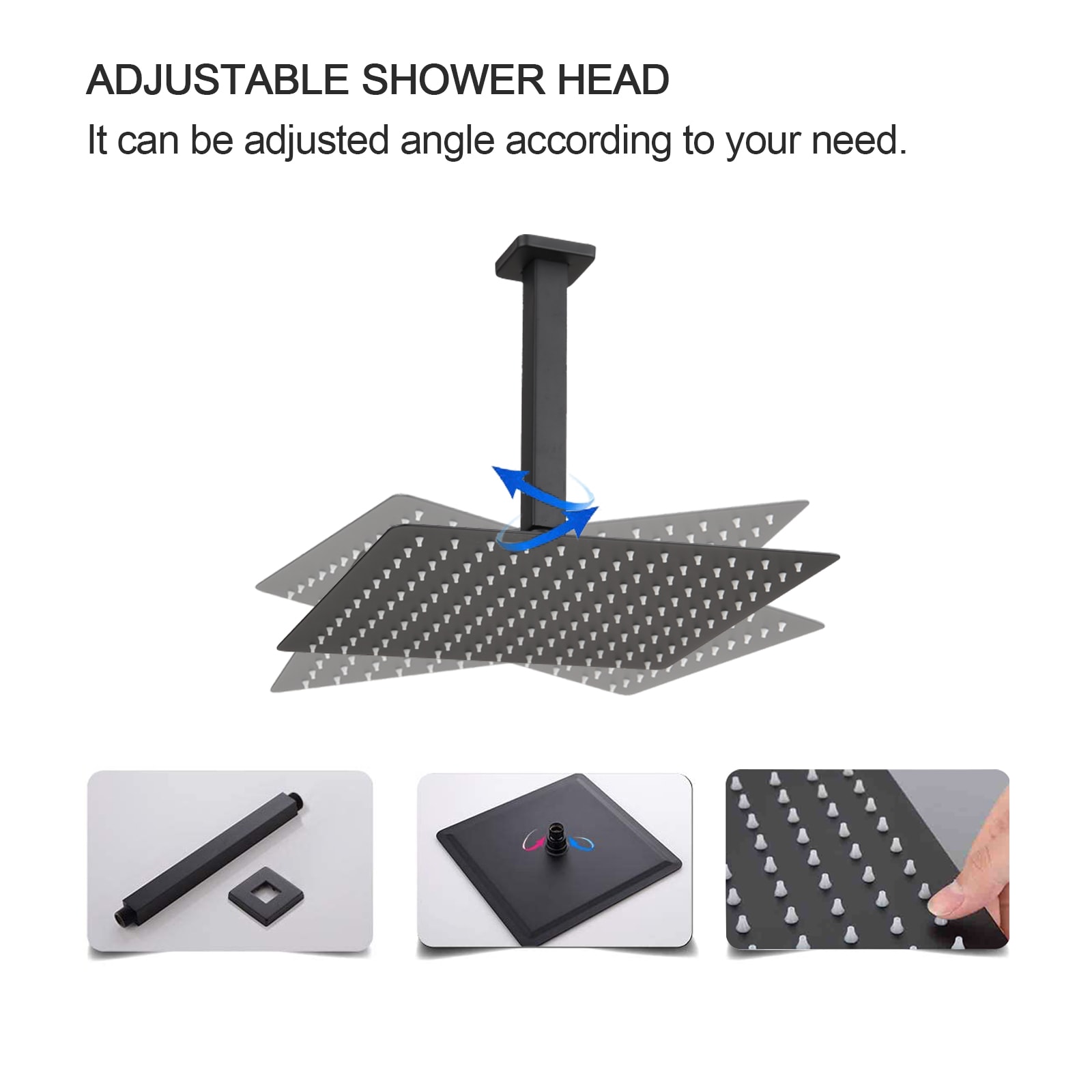 Sistema de regadera de lluvia WELLFOR DT negro mate de 1 manija Función individual 10 pulgadas Cuadrado Grifo de regadera con válvula DTG-680CS10MB