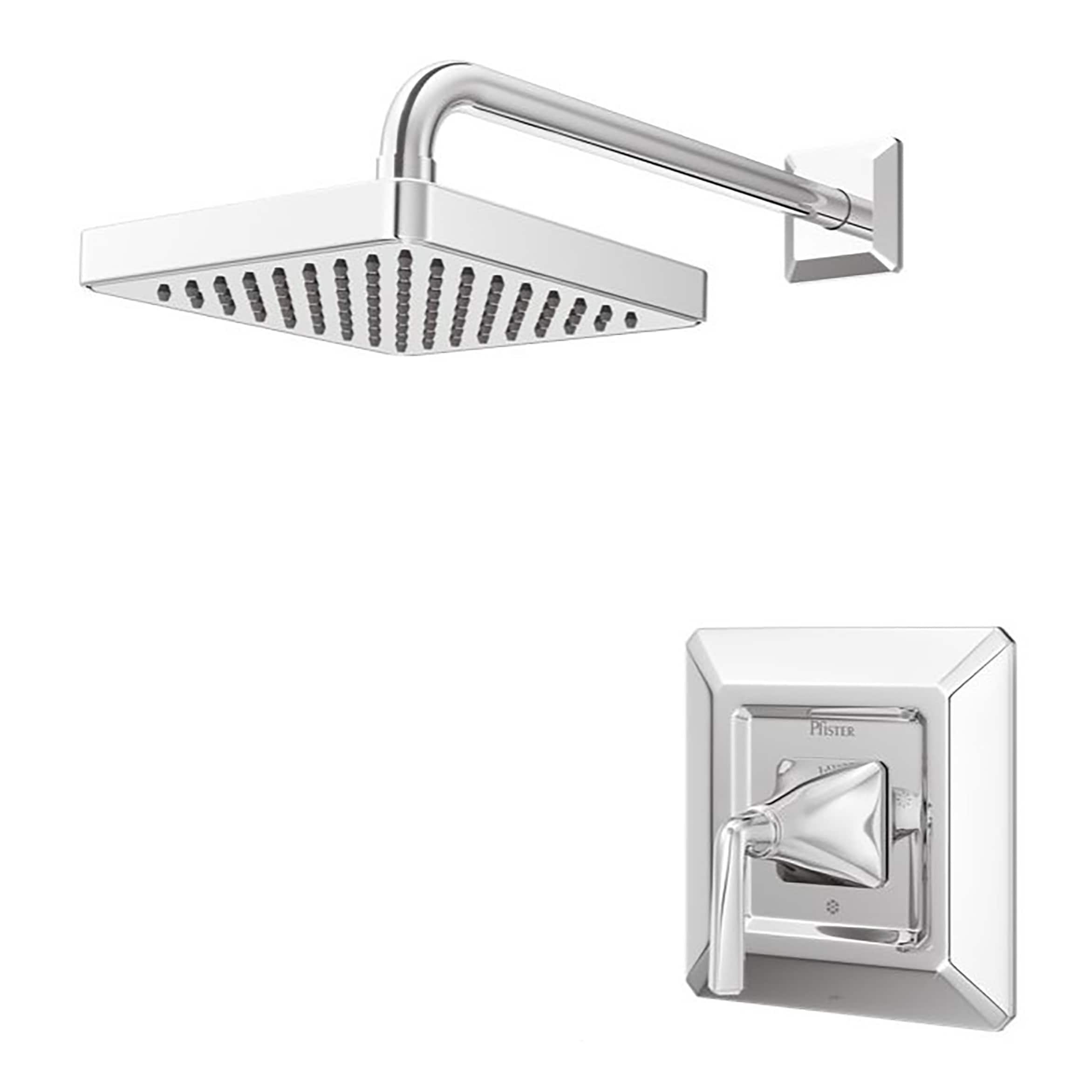 Grifo de ducha cuadrado de 7 pulgadas con acabado cromado brillante de una sola manija estilo Park Avenue de Pfister LG89-7FEC