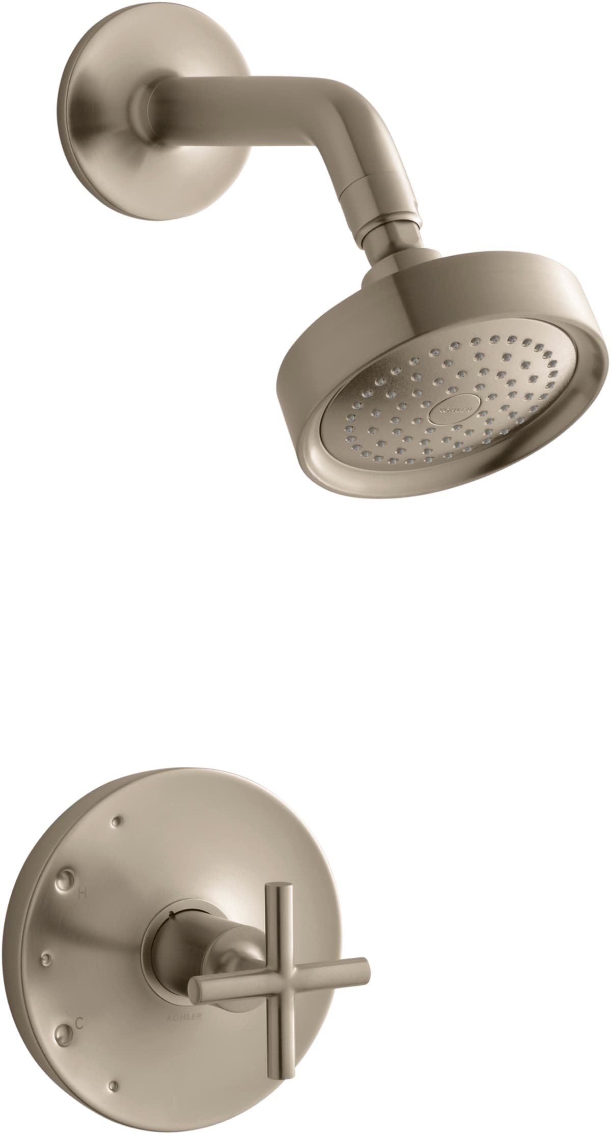 Regadera de una sola función con un mango en bronce cepillado vibrante Purist de KOHLER