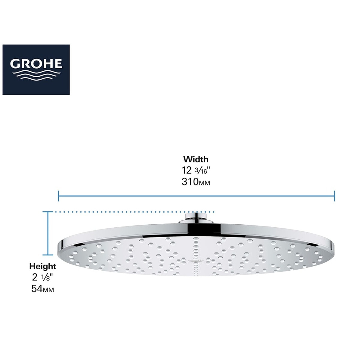 Grifo para ducha redonda negra mate GROHE Vendido por separado - Función única de 12.1875 pulgadas