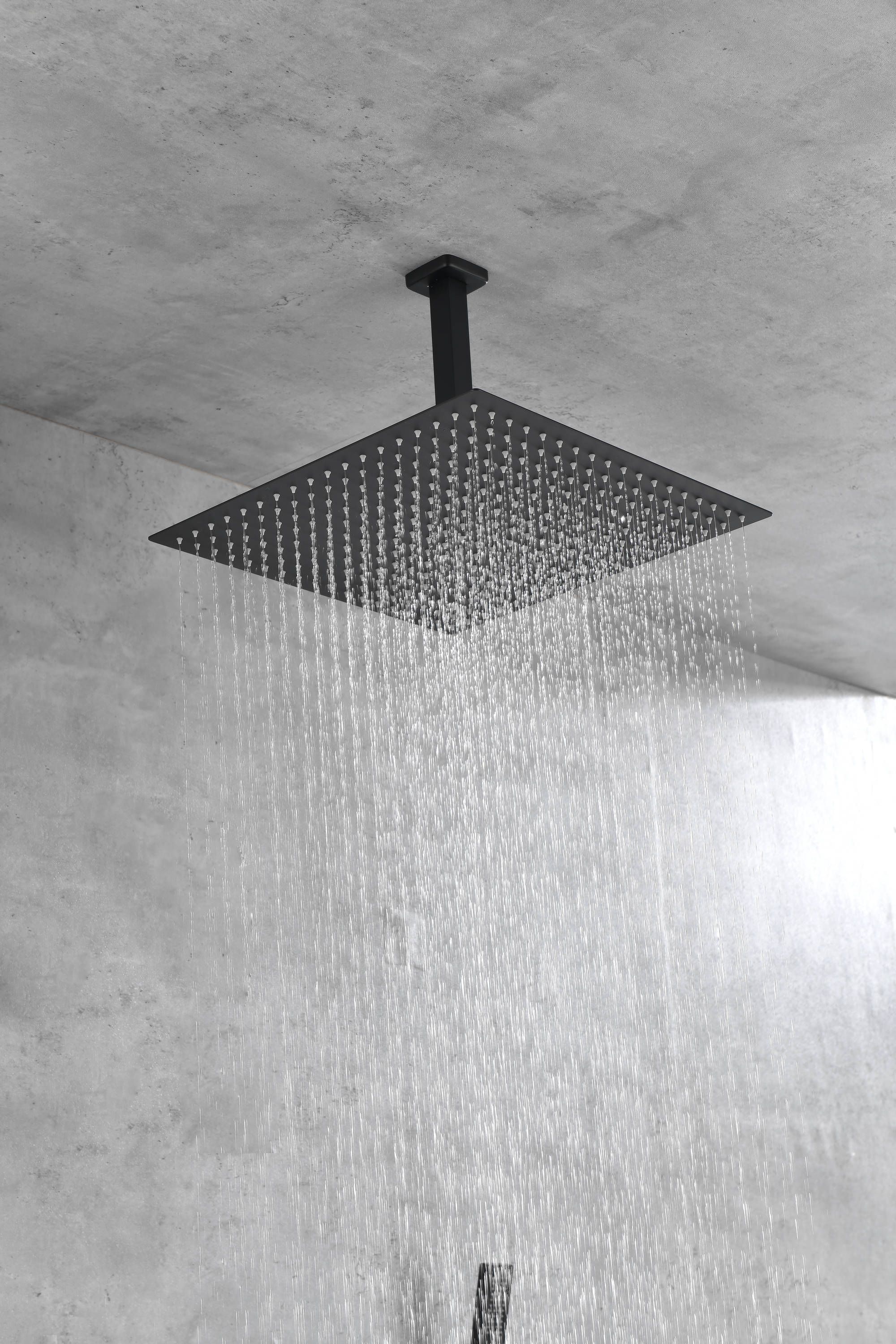 Sistema de regadera WELLFOR DT Negro mate de 1 manija Función única Ducha cuadrada de 16 pulgadas con válvula DTG-806CS16MB