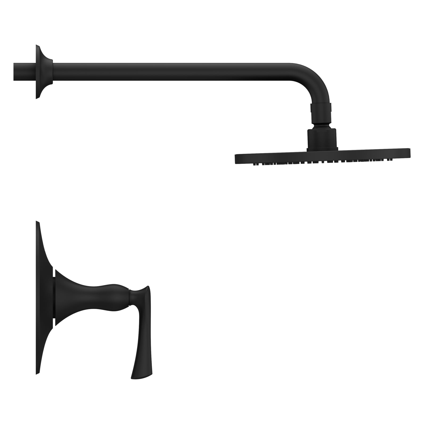 Grifo de regadera redonda de 1 manija en negro mate de Pfister Rhen 7.875 pulgadas de función única LG89-7RHB