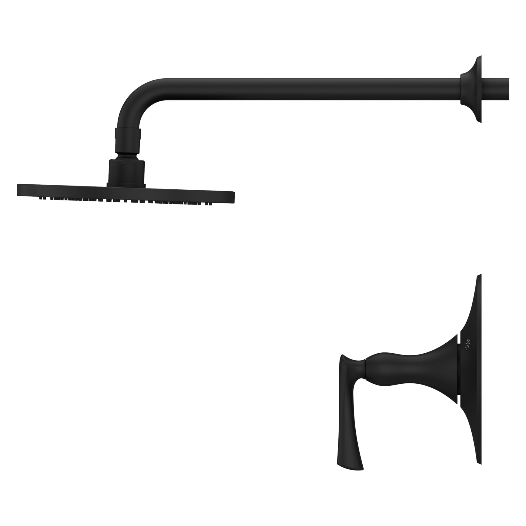 Grifo de regadera redonda de 1 manija en negro mate de Pfister Rhen 7.875 pulgadas de función única LG89-7RHB