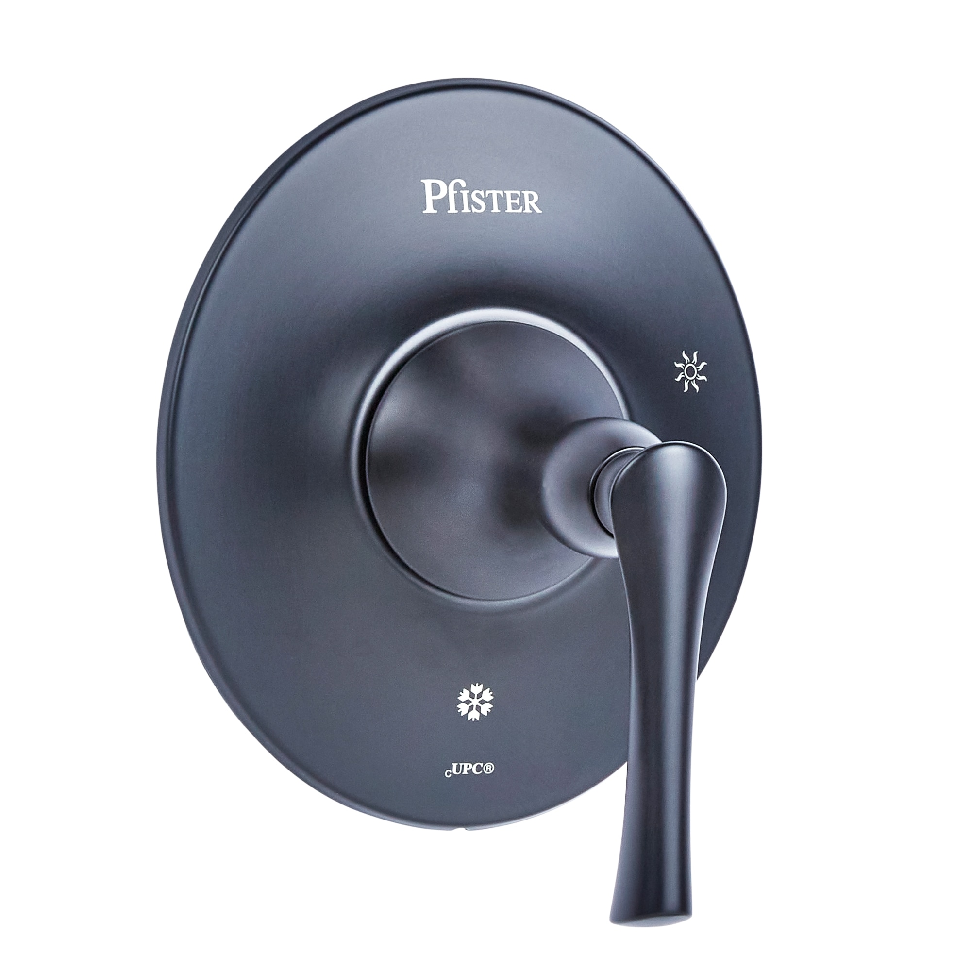 Grifo de regadera redonda de 1 manija en negro mate de Pfister Rhen 7.875 pulgadas de función única LG89-7RHB