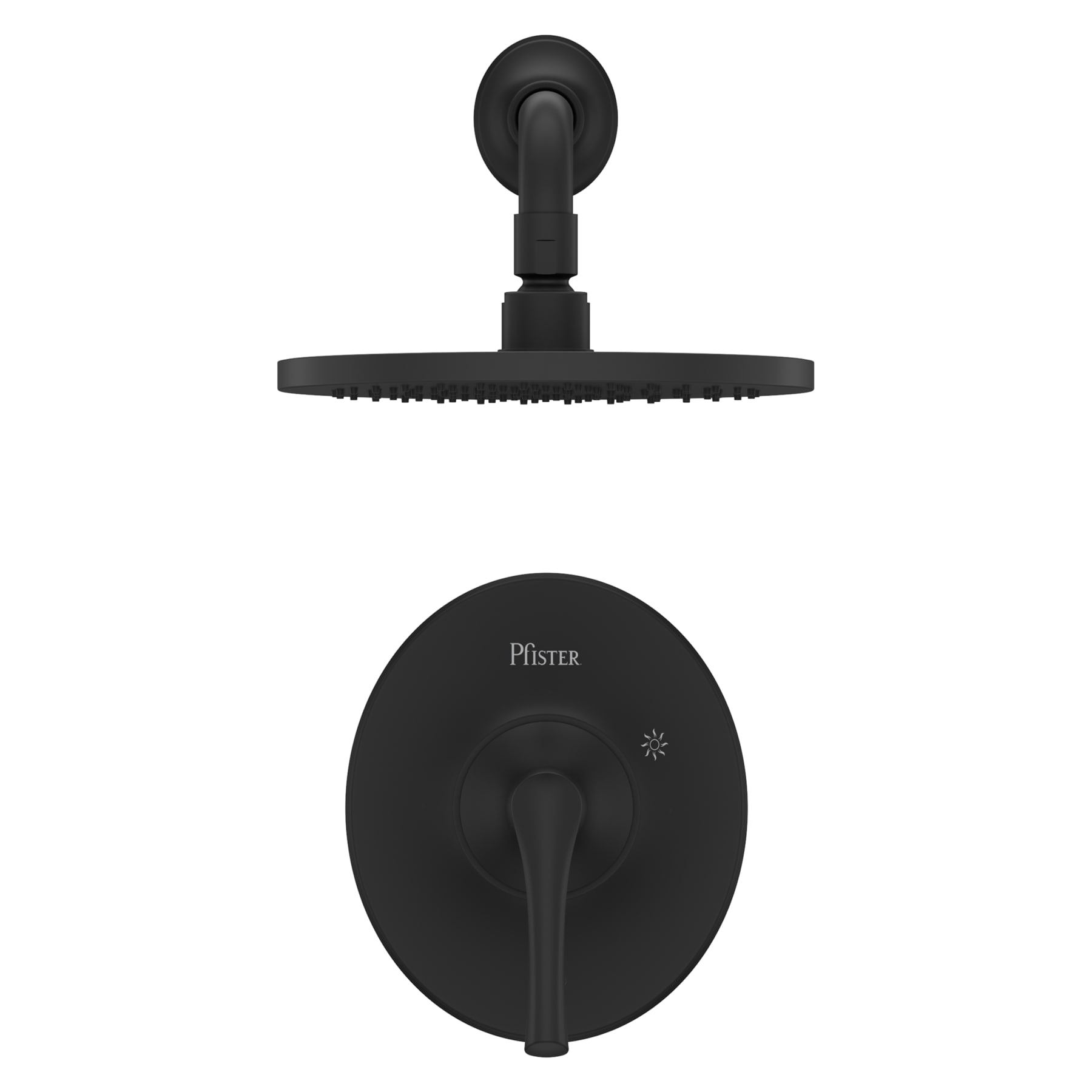 Grifo de regadera redonda de 1 manija en negro mate de Pfister Rhen 7.875 pulgadas de función única LG89-7RHB