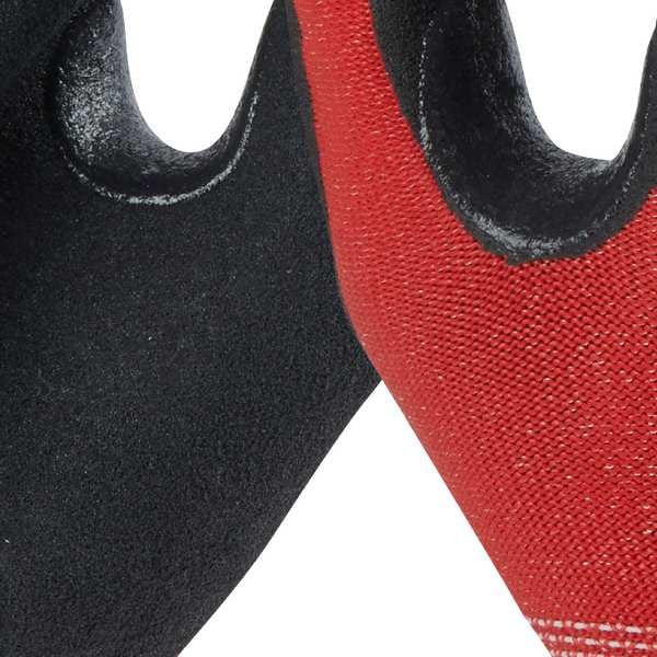 Guantes Milwaukee Tool con recubrimiento de nitrilo nivel 2 resistente al corte - Mediano (12 pares), Resistencia al corte nivel A2, calibre 15, color rojo, Mediano (8) - 48-22-8926B