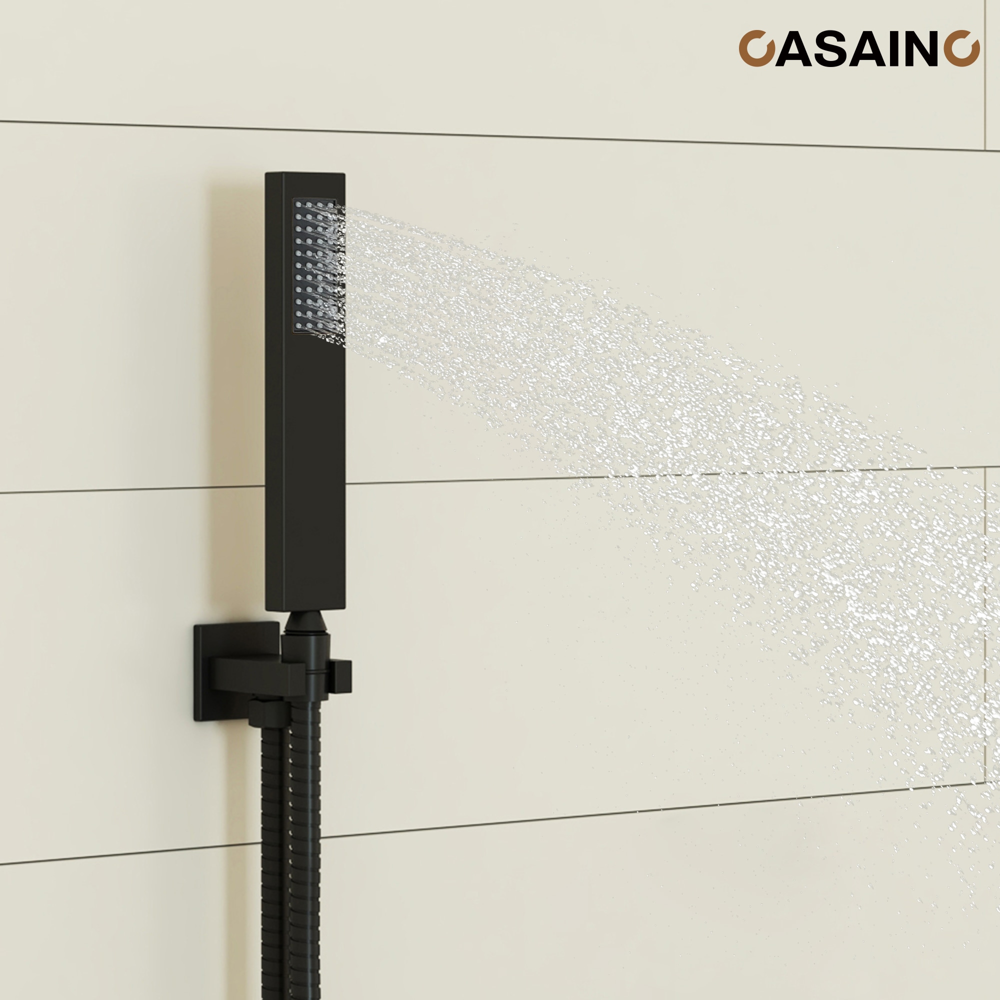 Regadera Termostática de Lujo Mate Negro de CASAINC con 1 Manija y Función Única de 10 Pulgadas con Válvula WF-N93101LSJ-10