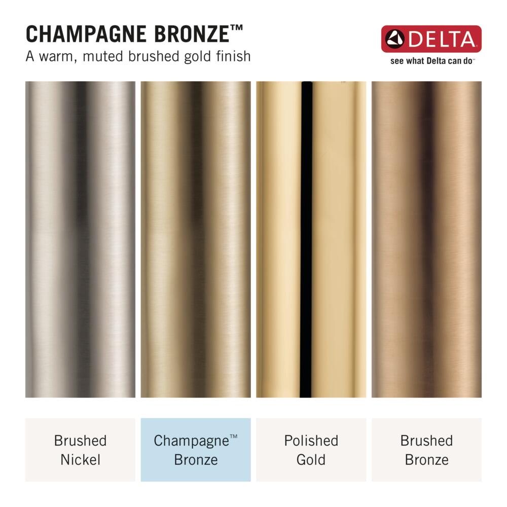Grifo redondo de ducha multifuncional de 7.0 pulgadas en bronce champán con un solo mango Delta Stryke Lumicoat