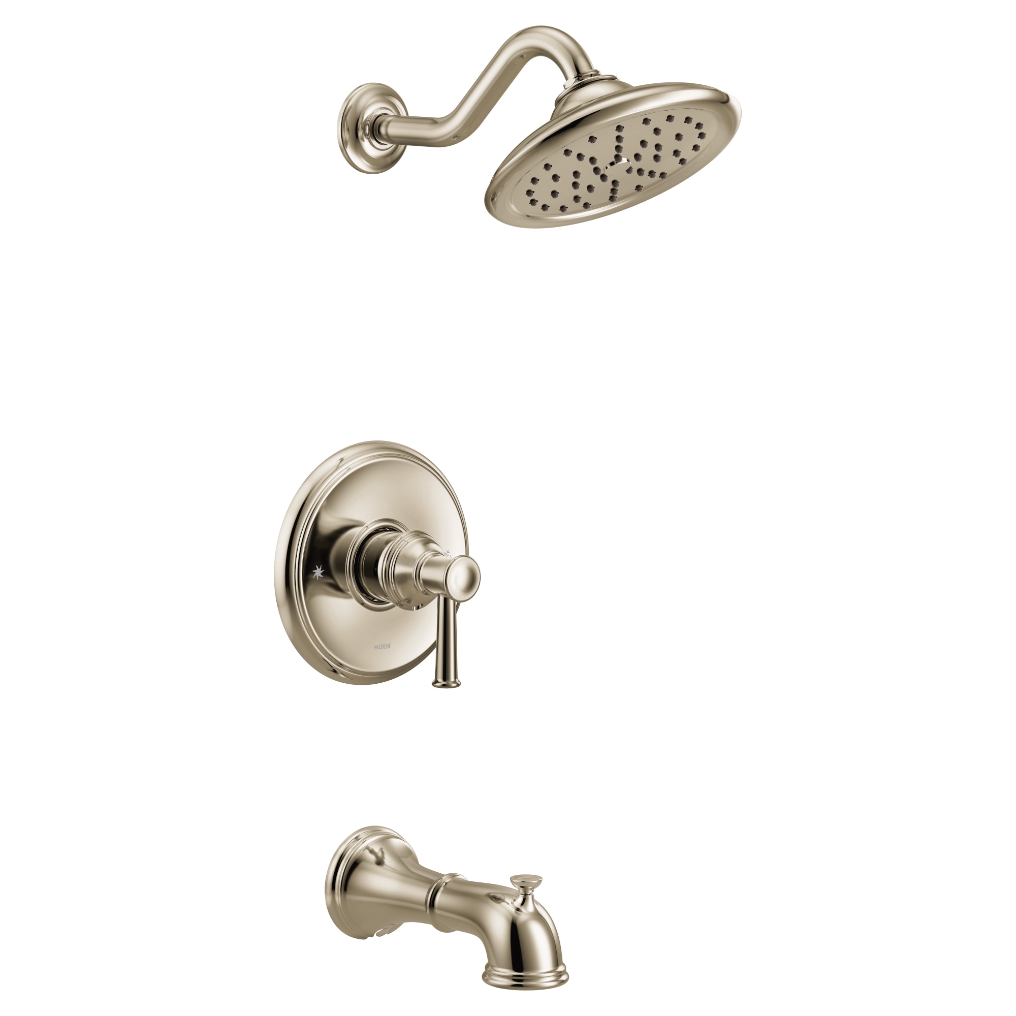 Regadera de pared Moen Belfield Níquel Pulido con manija única de 7 pulgadas