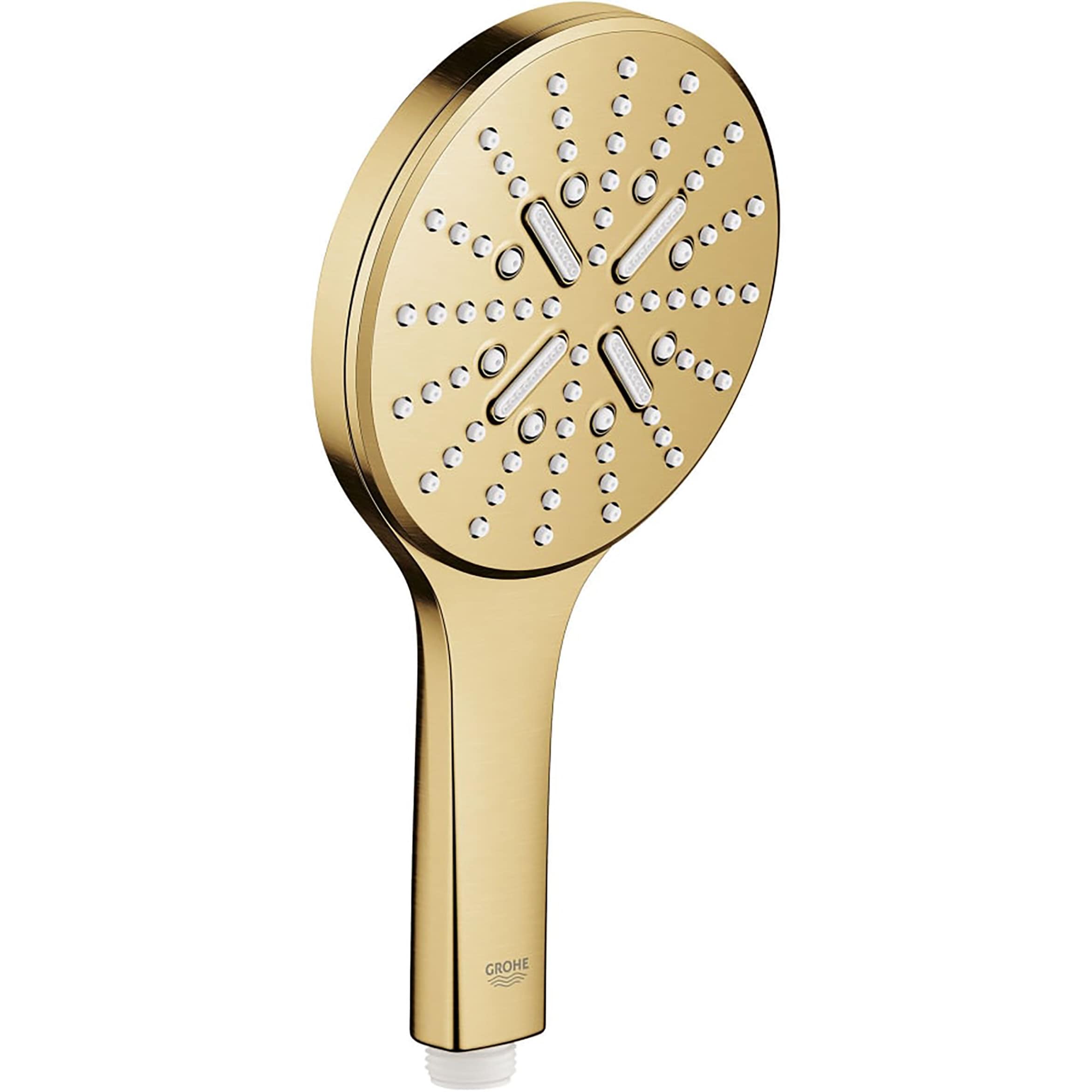 Regadera de mano de un solo mango GROHE Rainshower Brushed Cool Sunrise de 5.13 pulgadas con forma redonda 26545GN0