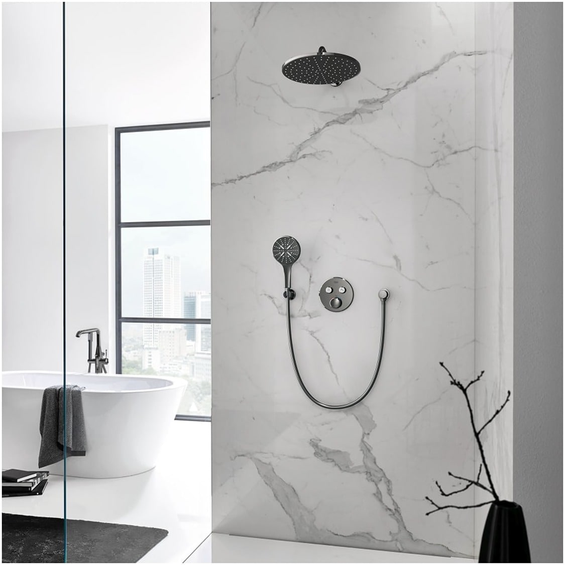 Negro Mate GROHE Se vende por separado Regadera portátil redonda de 5.125 pulgadas
