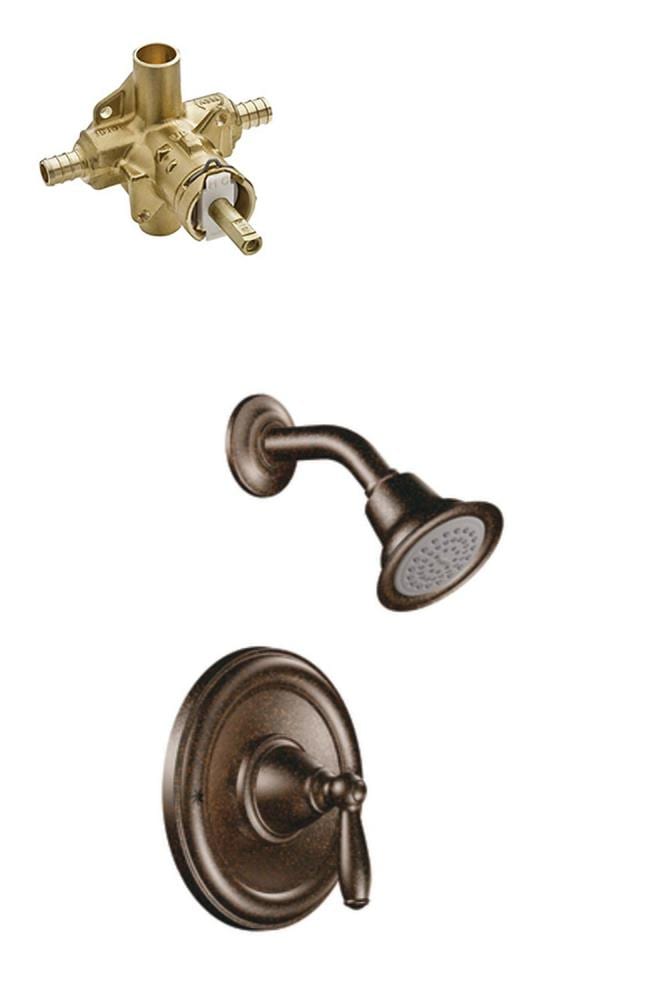 Grifo de ducha redondo de 3.5 pulgadas con acabado en bronce aceitado de un solo mango y función única, con válvula.