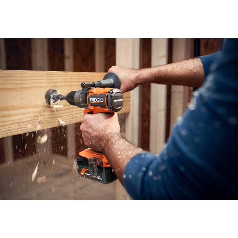 KIT de Taladro/Atornillador sin escobillas RIDGID 18V inalámbrico de 1/2 pulgadas con batería de salida MAX de 2.0 Ah y cargador de 18V - R86114KN