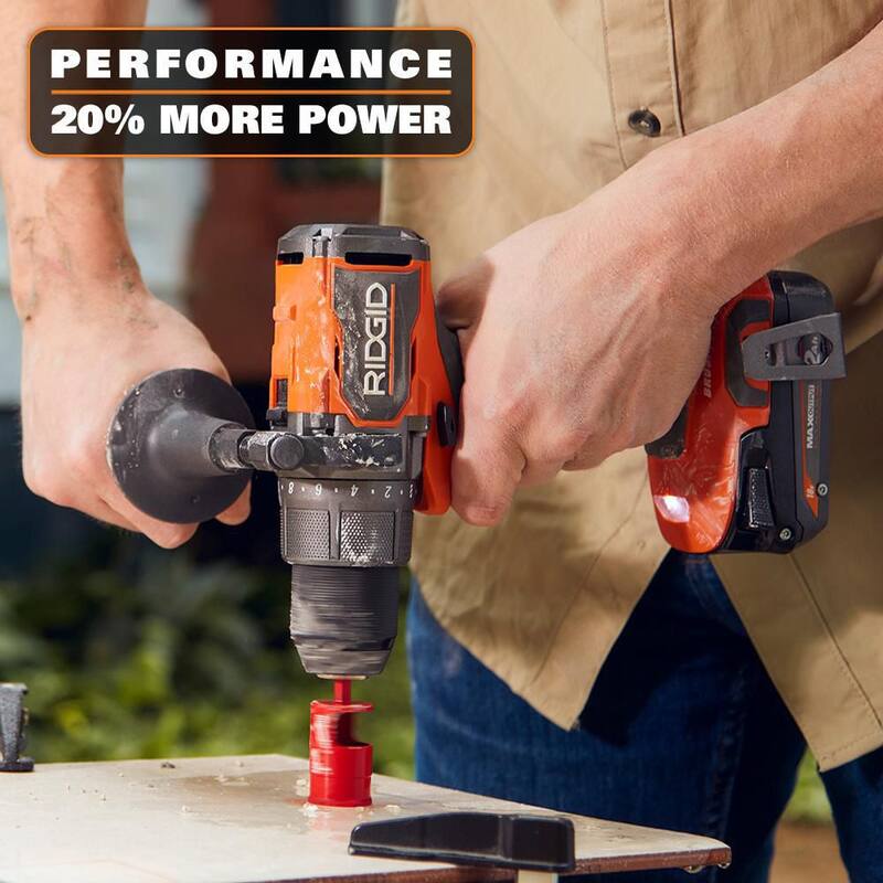 KIT de Taladro/Atornillador sin escobillas RIDGID 18V inalámbrico de 1/2 pulgadas con batería de salida MAX de 2.0 Ah y cargador de 18V - R86114KN