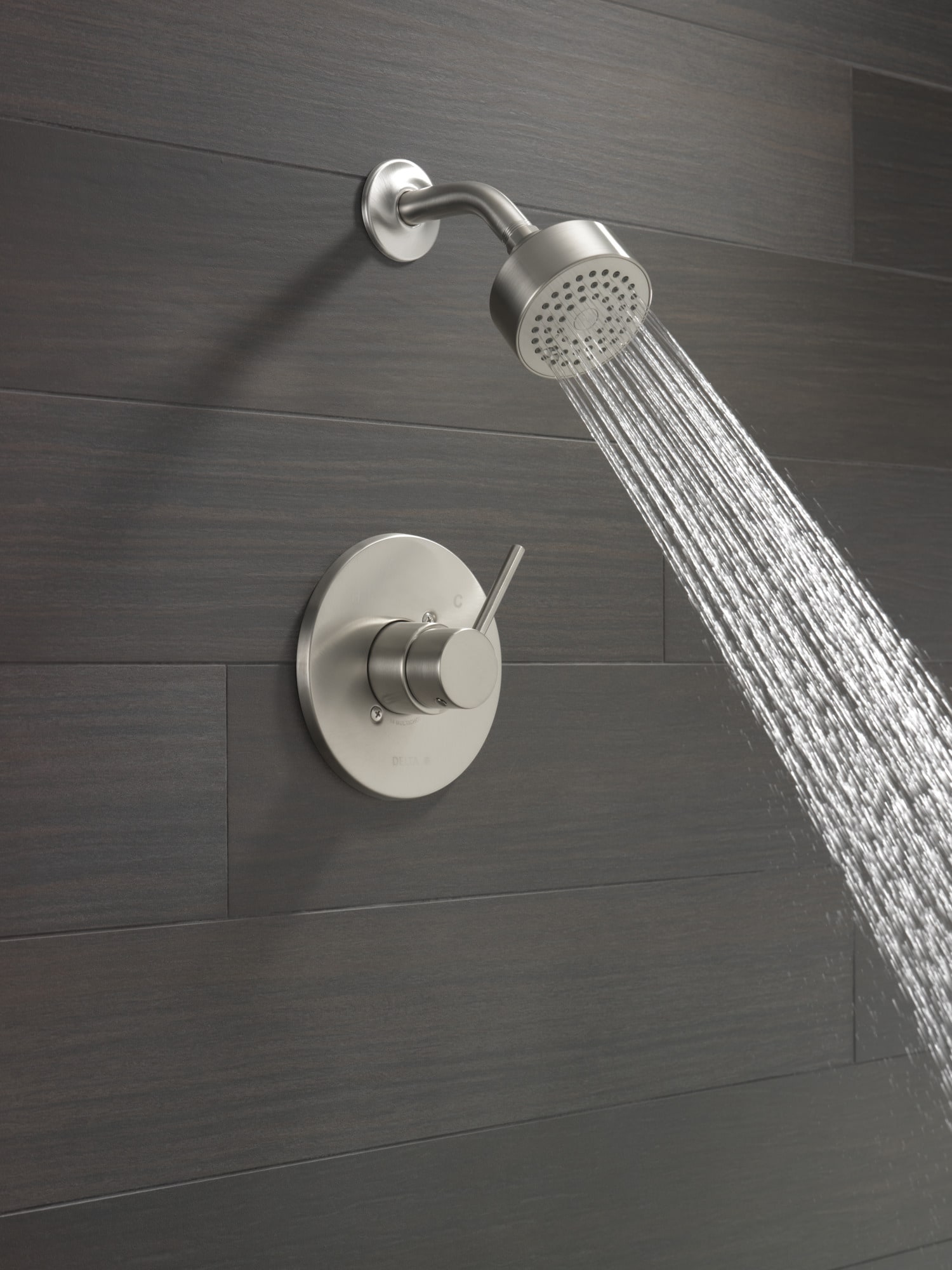 Faucet de ducha redonda de acero inoxidable moderno de Delta con un solo mango y función única de 3.5 pulgadas