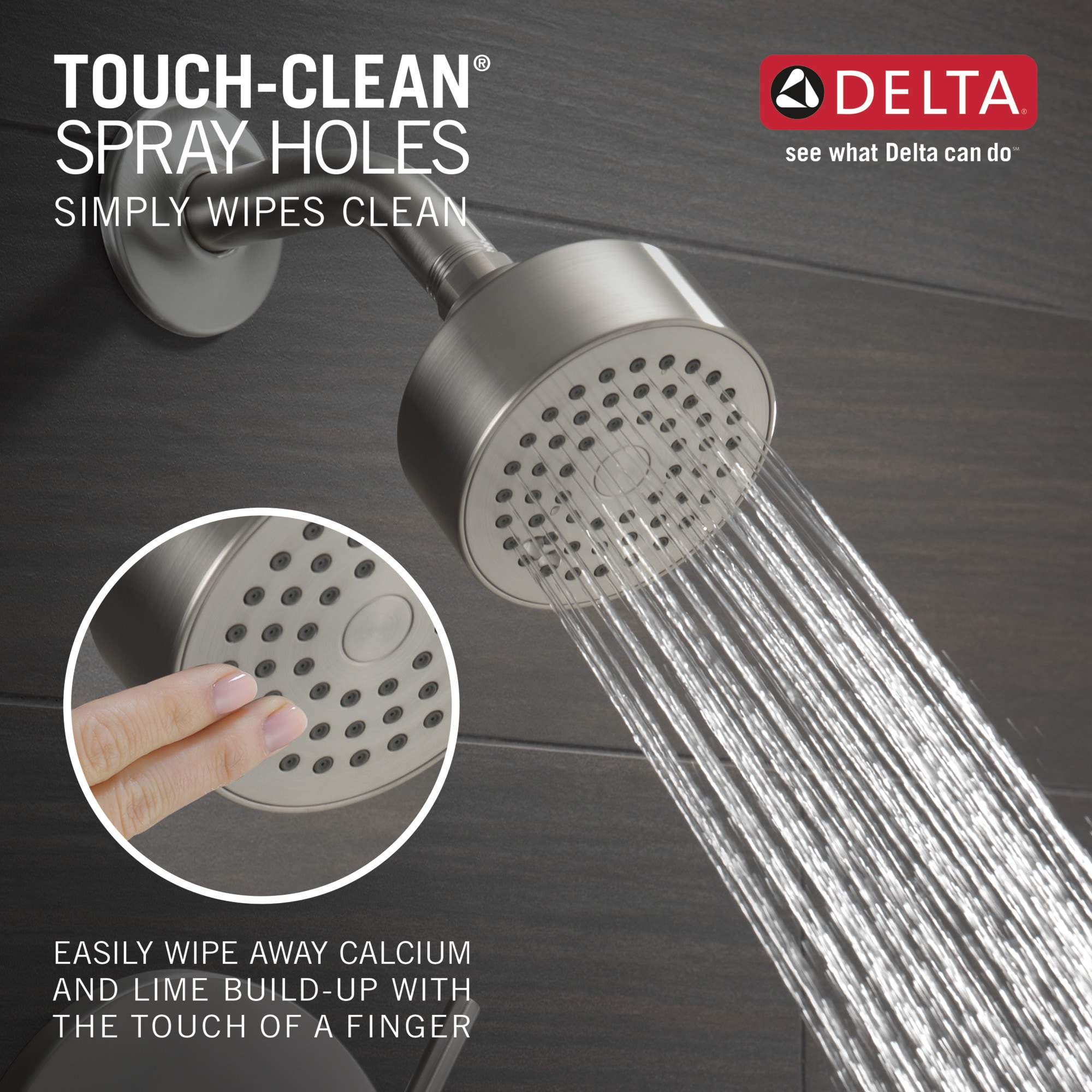Faucet de ducha redonda de acero inoxidable moderno de Delta con un solo mango y función única de 3.5 pulgadas