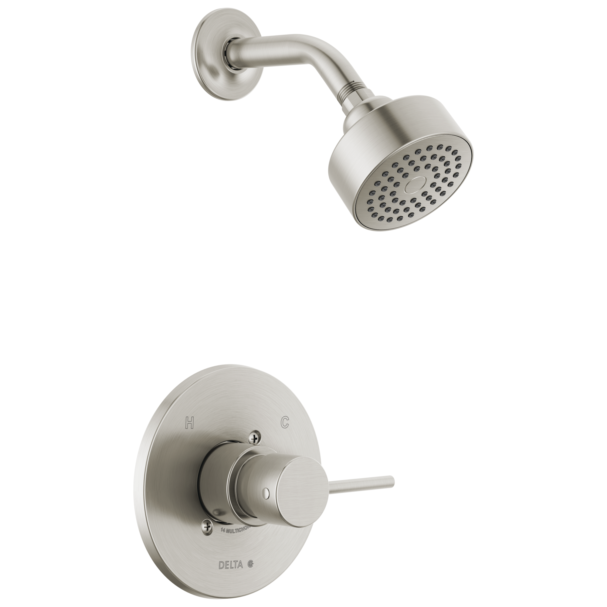Faucet de ducha redonda de acero inoxidable moderno de Delta con un solo mango y función única de 3.5 pulgadas
