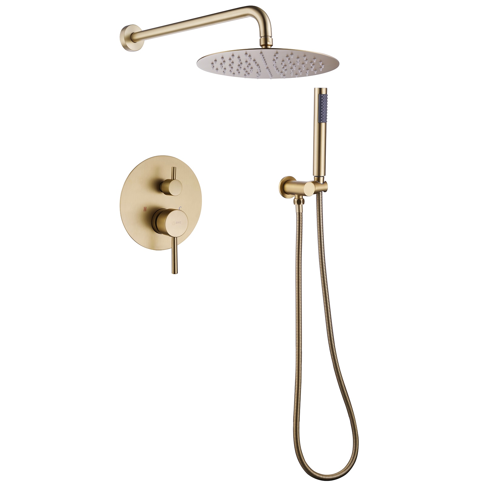 Regadera de Baño Color Oro Cepillado con Una Manija Función Única de 10 pulgadas con Válvula A-98002-BG