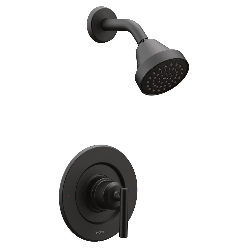 Regadera de 1 manija Moen Gibson Negro Mate con función sencilla de 3.6 pulgadas (Válvula no incluida) T2902EPBL