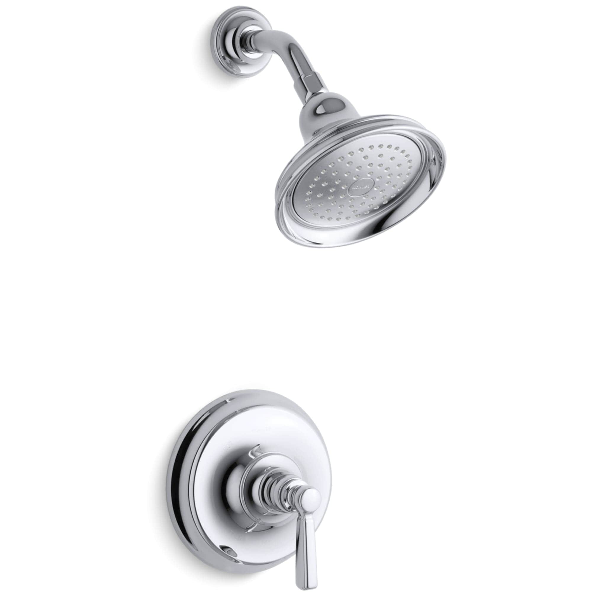 Grifo de Bañera y Ducha Redondo de 5.96 Pulgadas de Acero Cromado Pulido con 1 Mango de KOHLER Bancroft TS10583-4-CP