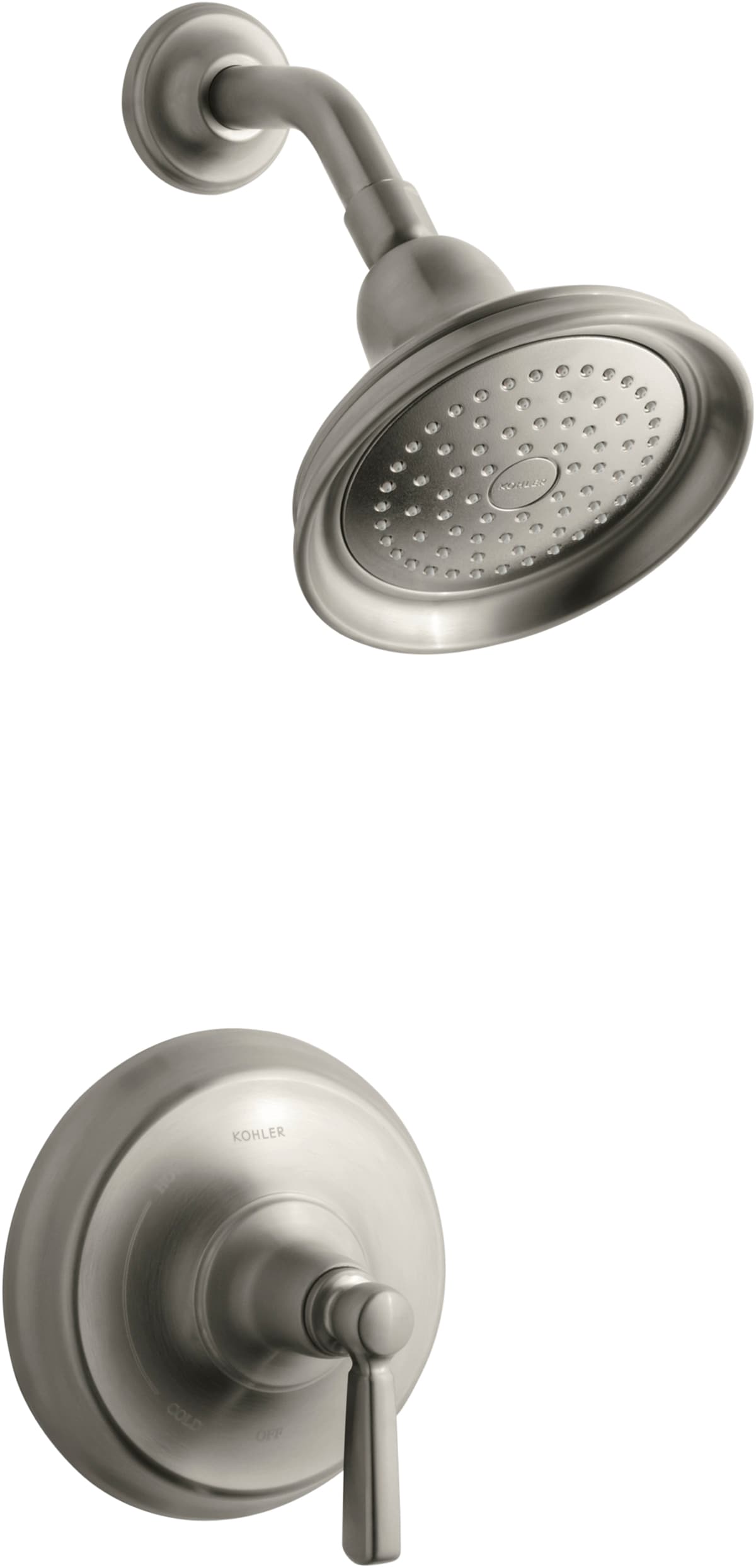 Grifo de bañera y regadera redondo de 5.96 pulgadas, con acabado en níquel cepillado de un solo mango y una función, marca KOHLER Bancroft_TS10583-4-BN
