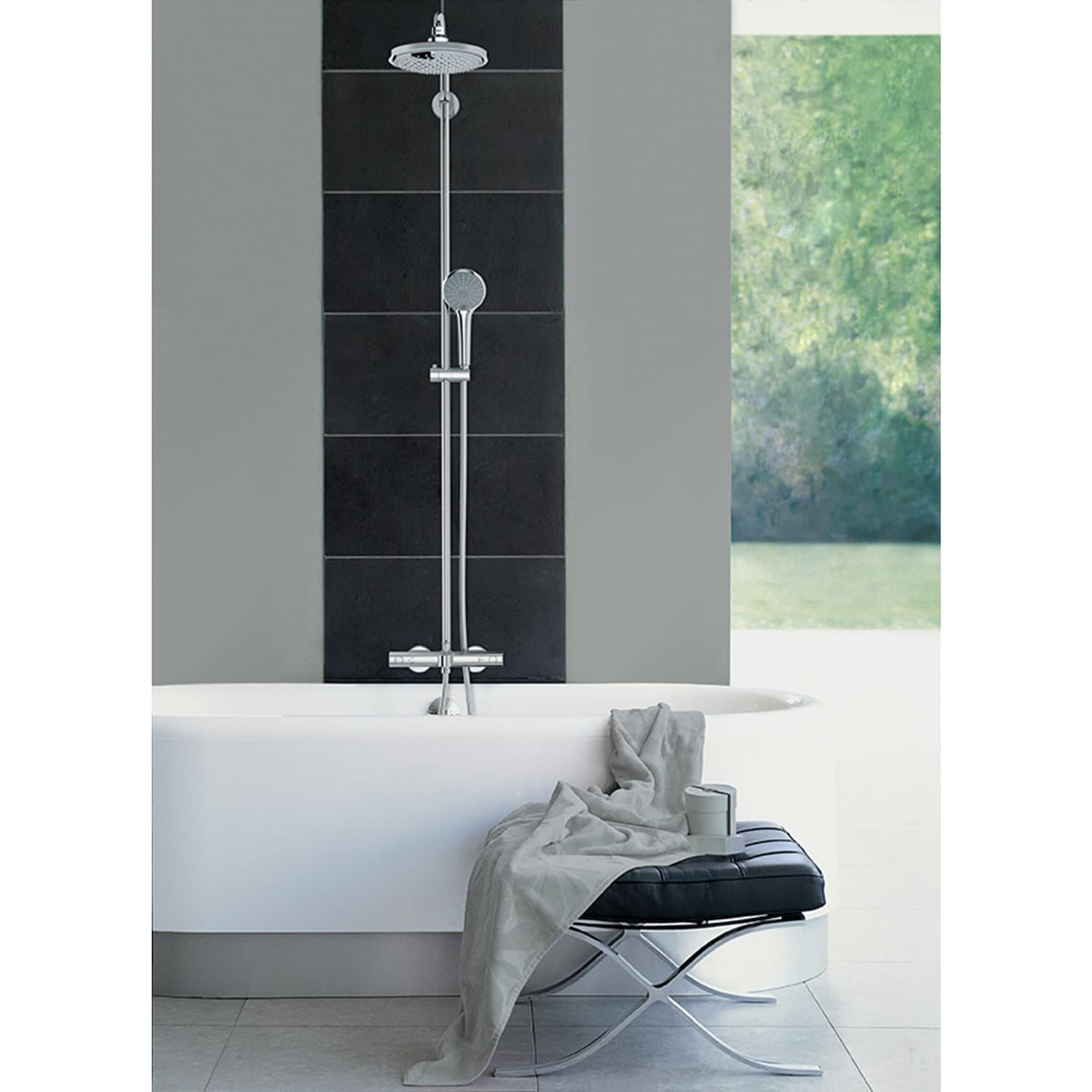 Mezcladora de regadera redonda de 1 manija y acabado niquelado cepillado GROHE 27239EN0